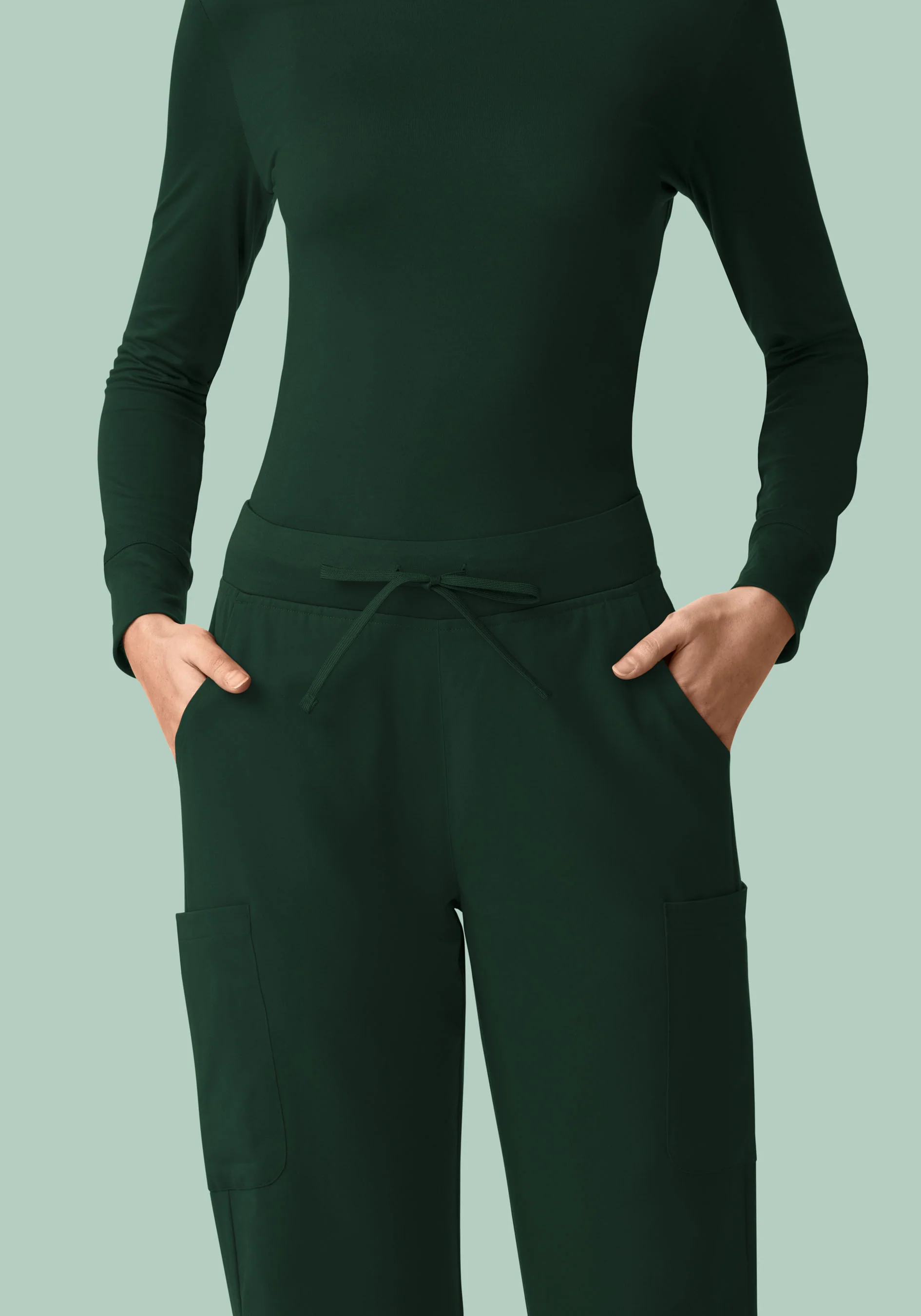 11 Pocket High Waisted Cargos Midnight Green - Image 4