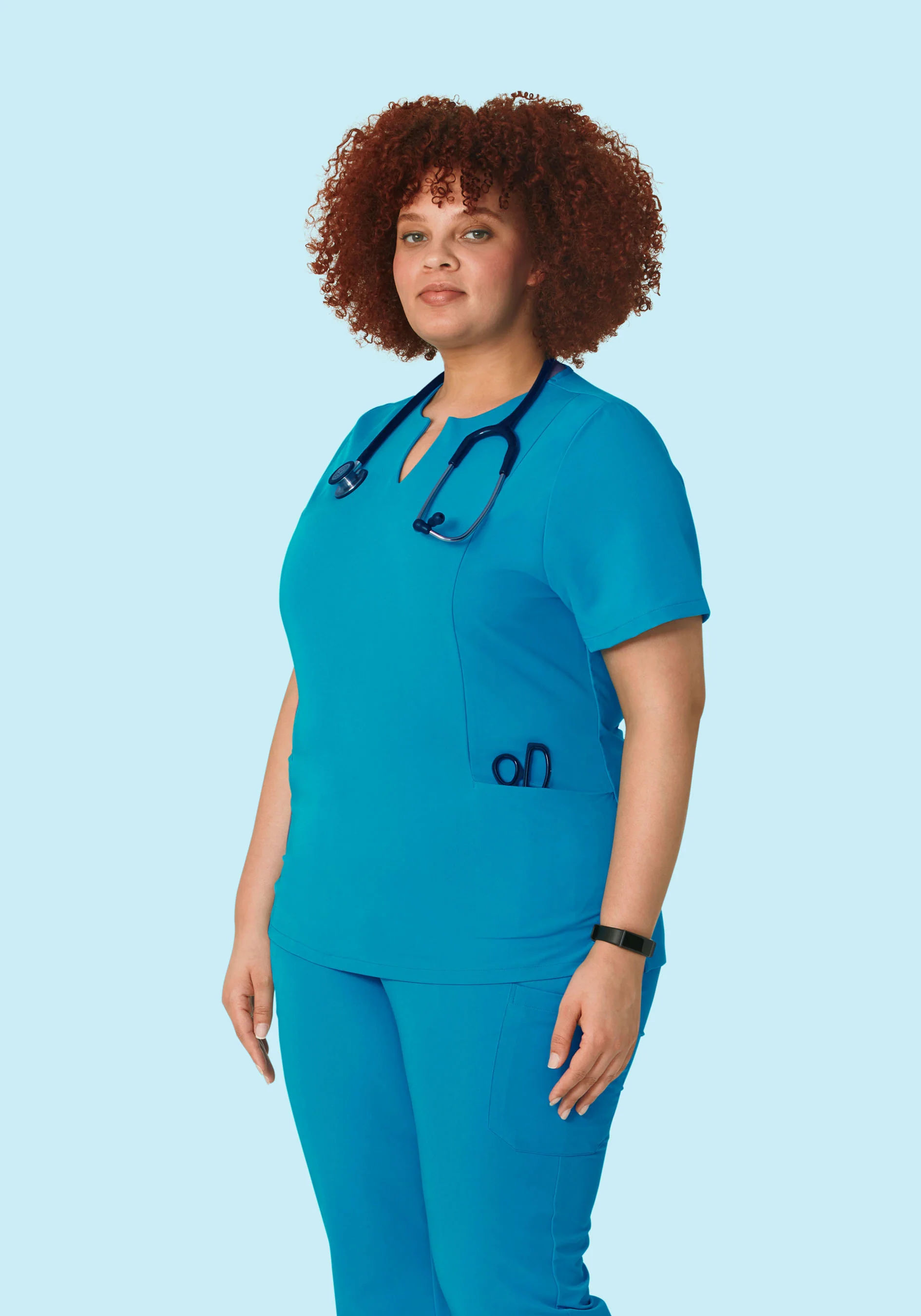5 Pocket Notch Neck Top Azure - Image 6