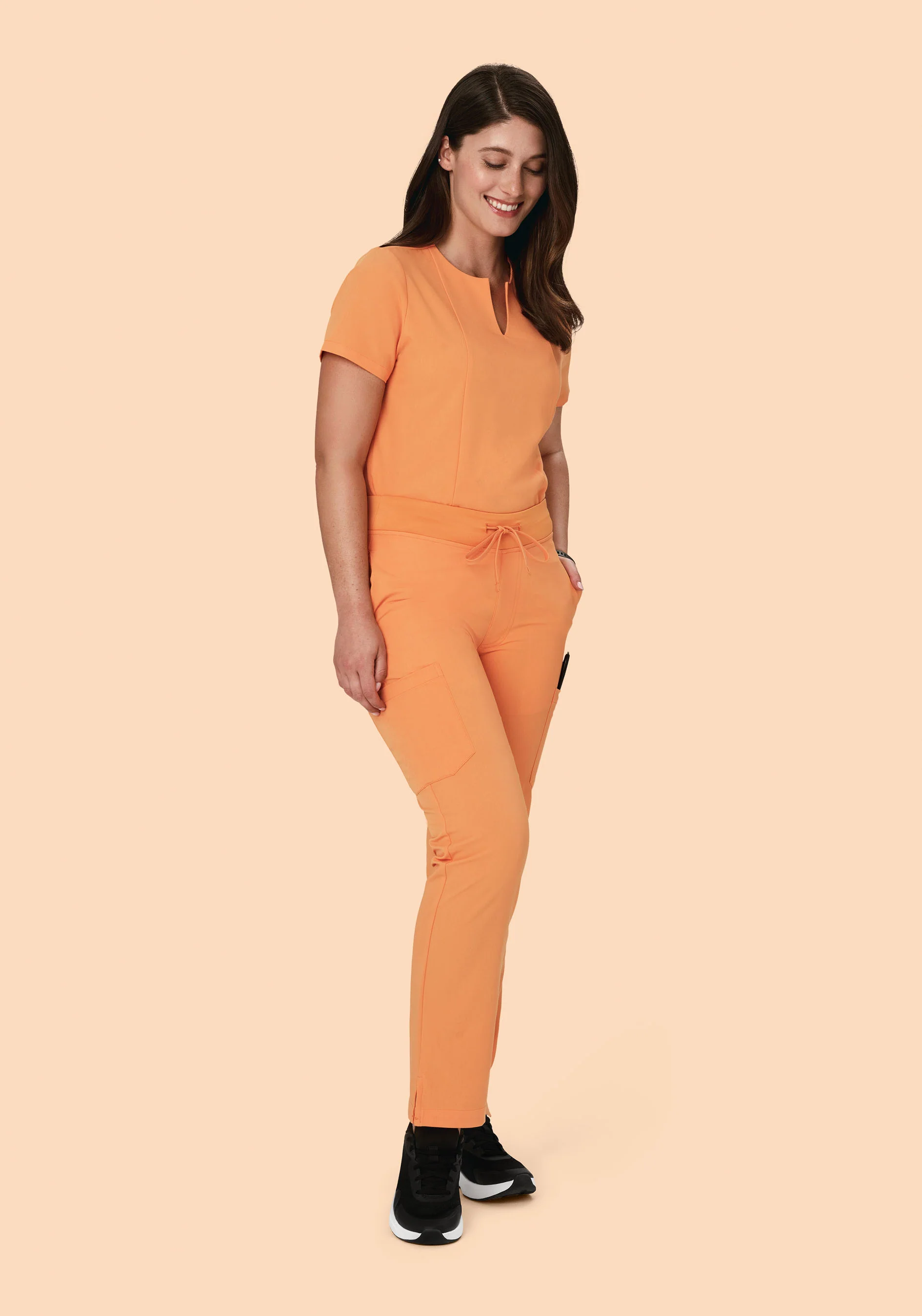 5 Pocket Notch Neck Top Cantaloupe - Image 3