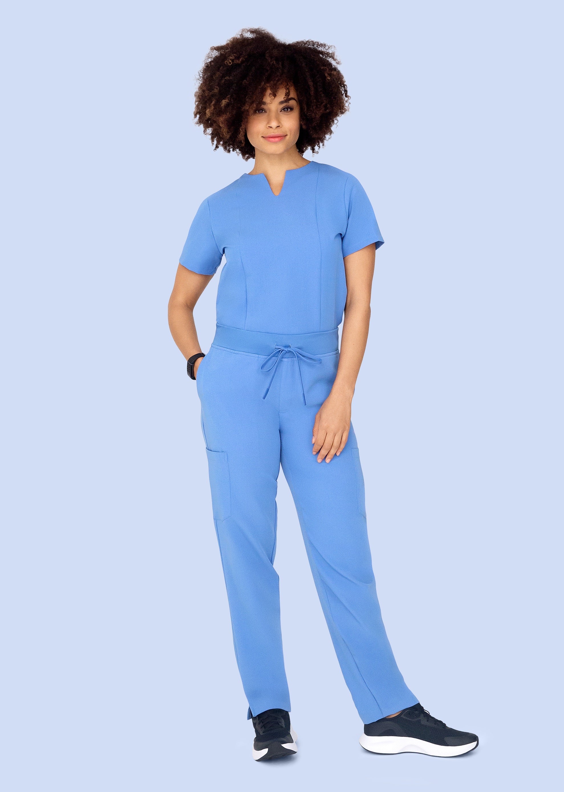 5 Pocket Notch Neck Top Ceil Blue - Image 4
