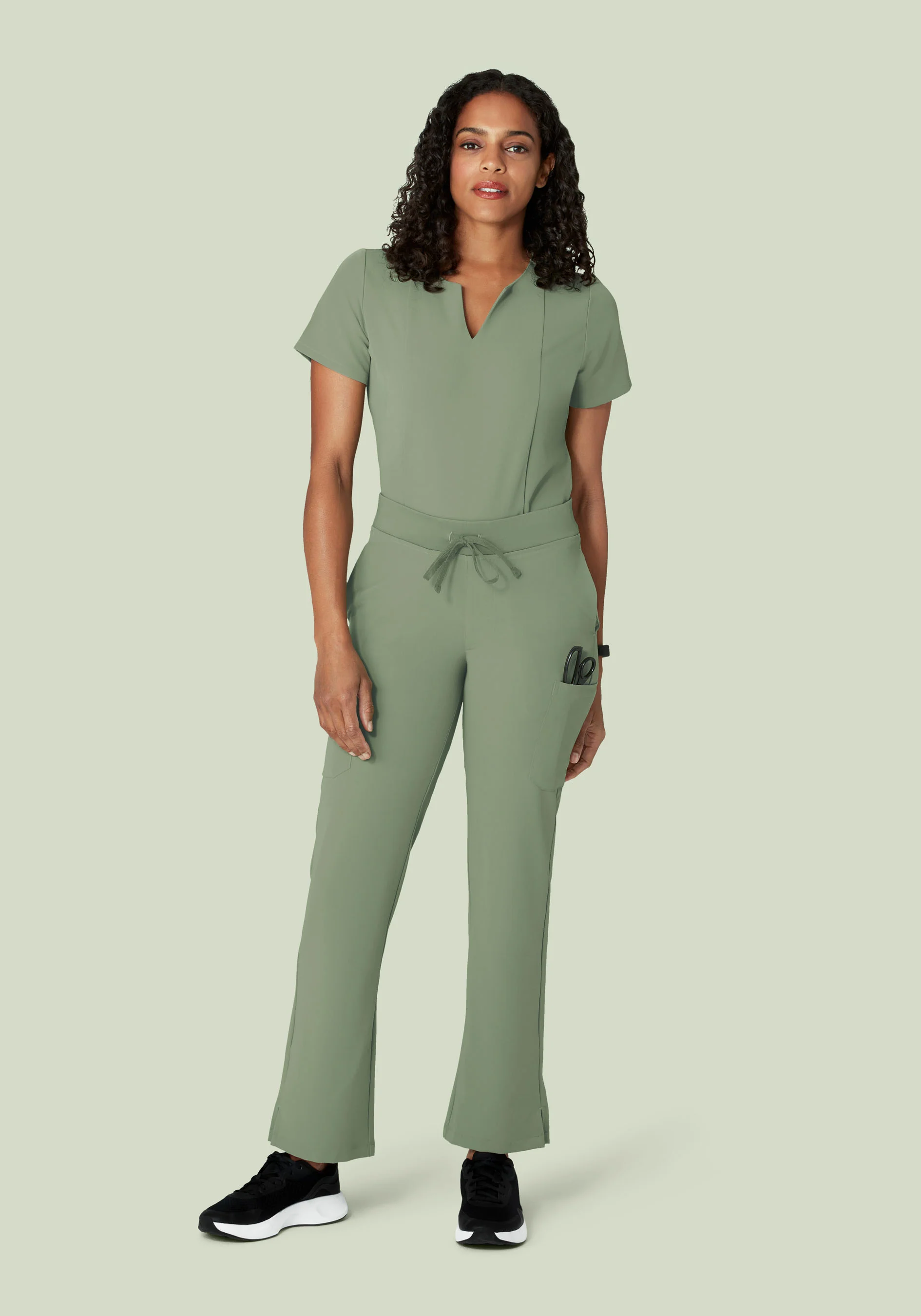 5 Pocket Notch Neck Top Cool Sage - Image 3
