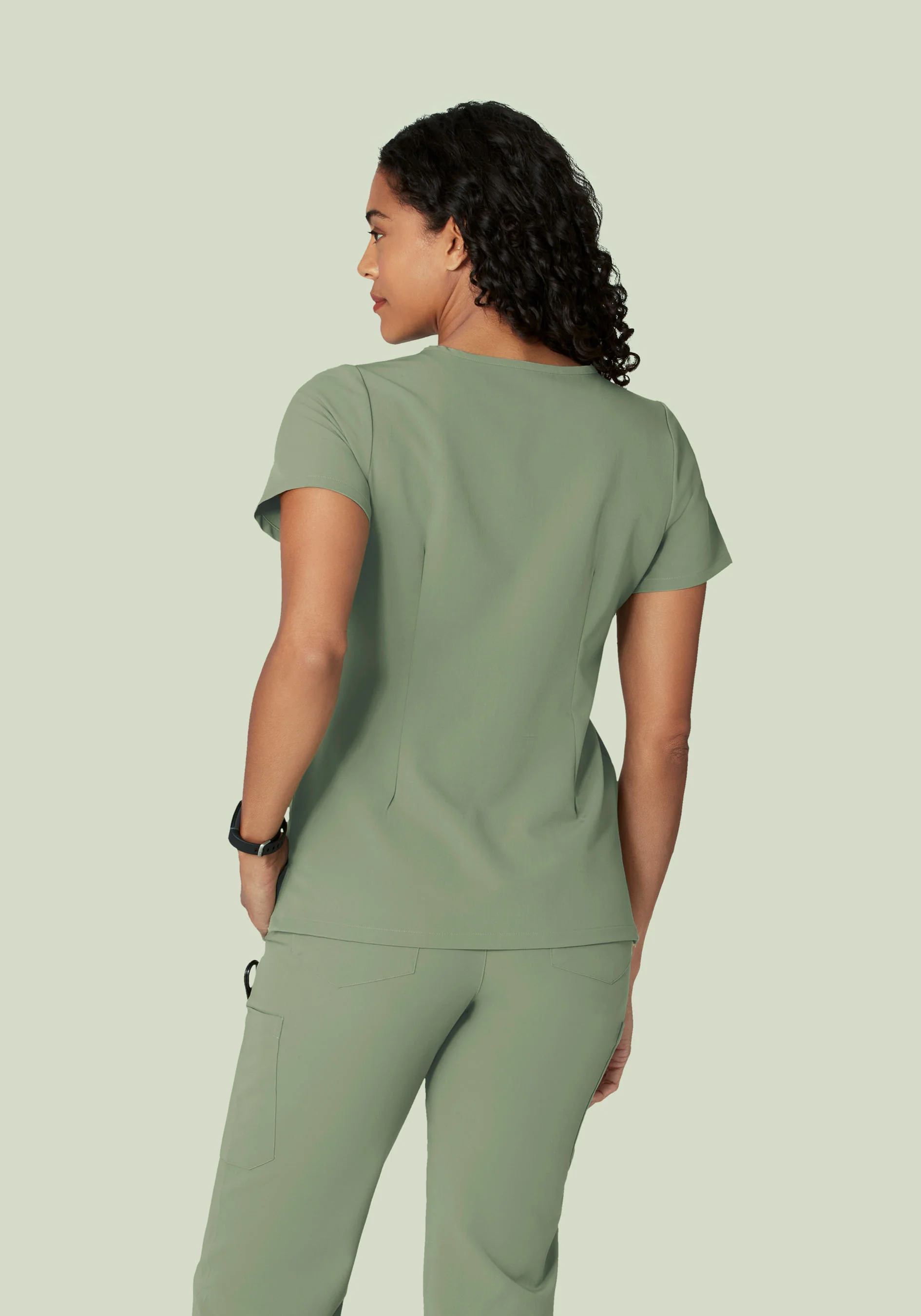5 Pocket Notch Neck Top Cool Sage - Image 4
