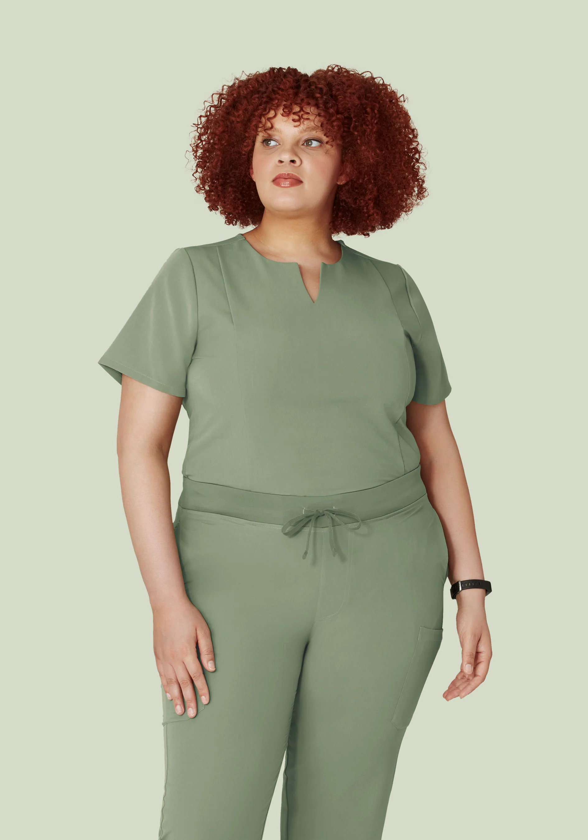 5 Pocket Notch Neck Top Cool Sage - Image 6