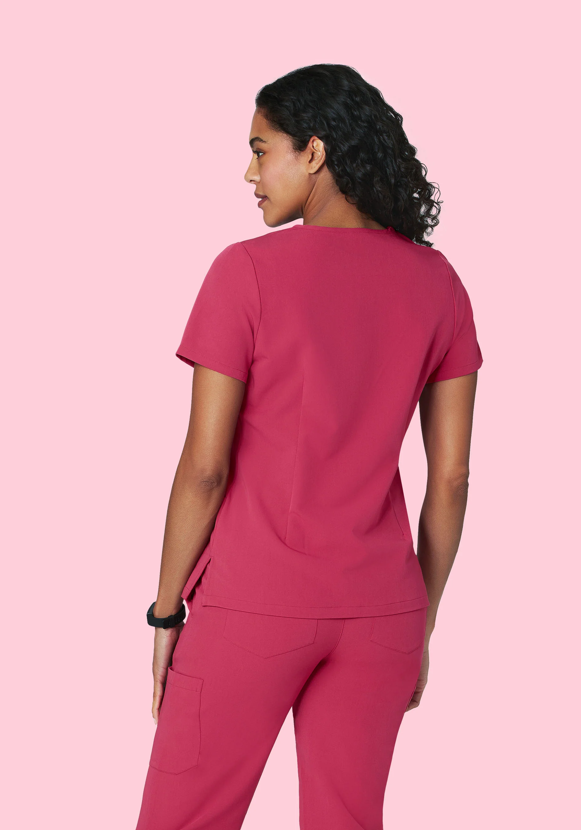 5 Pocket Notch Neck Top Deep Magenta - Image 4