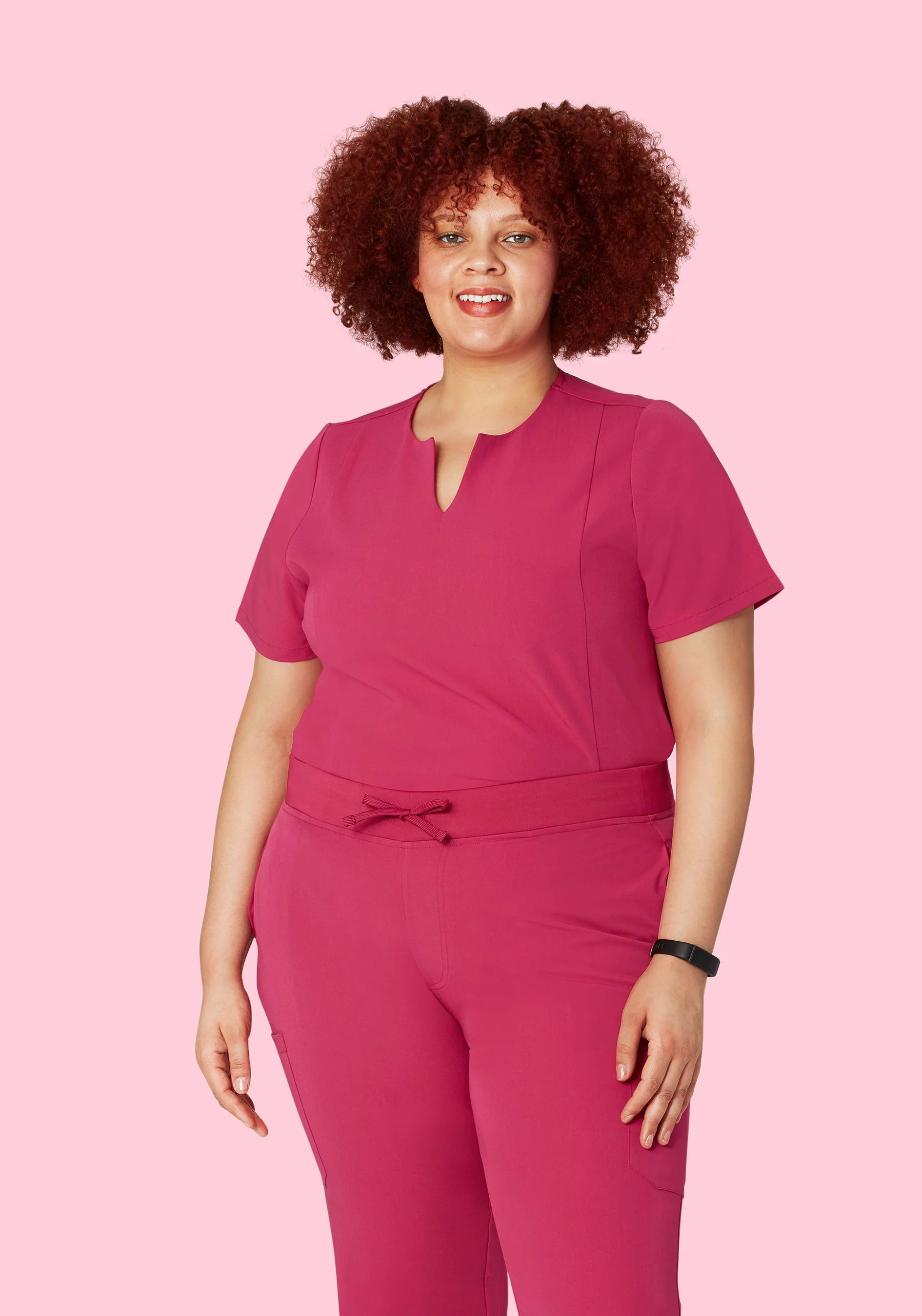 5 Pocket Notch Neck Top Deep Magenta - Image 6