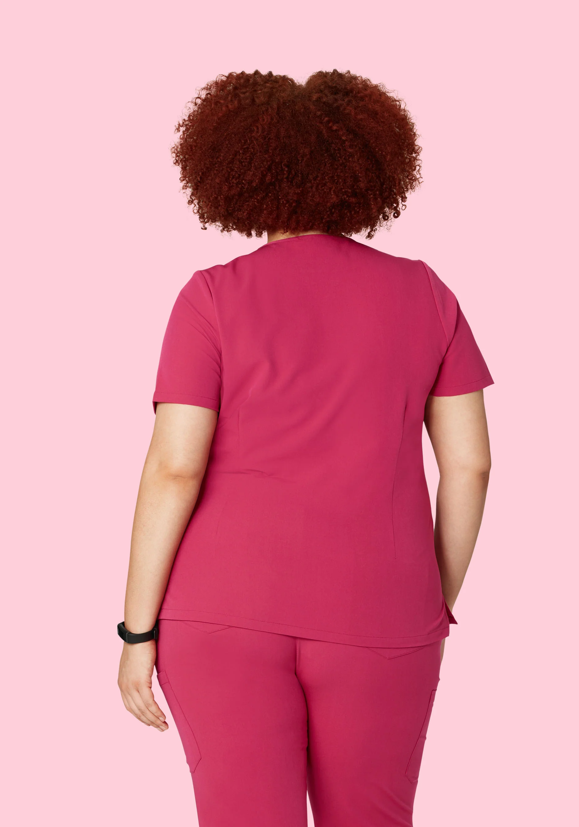 5 Pocket Notch Neck Top Deep Magenta - Image 8