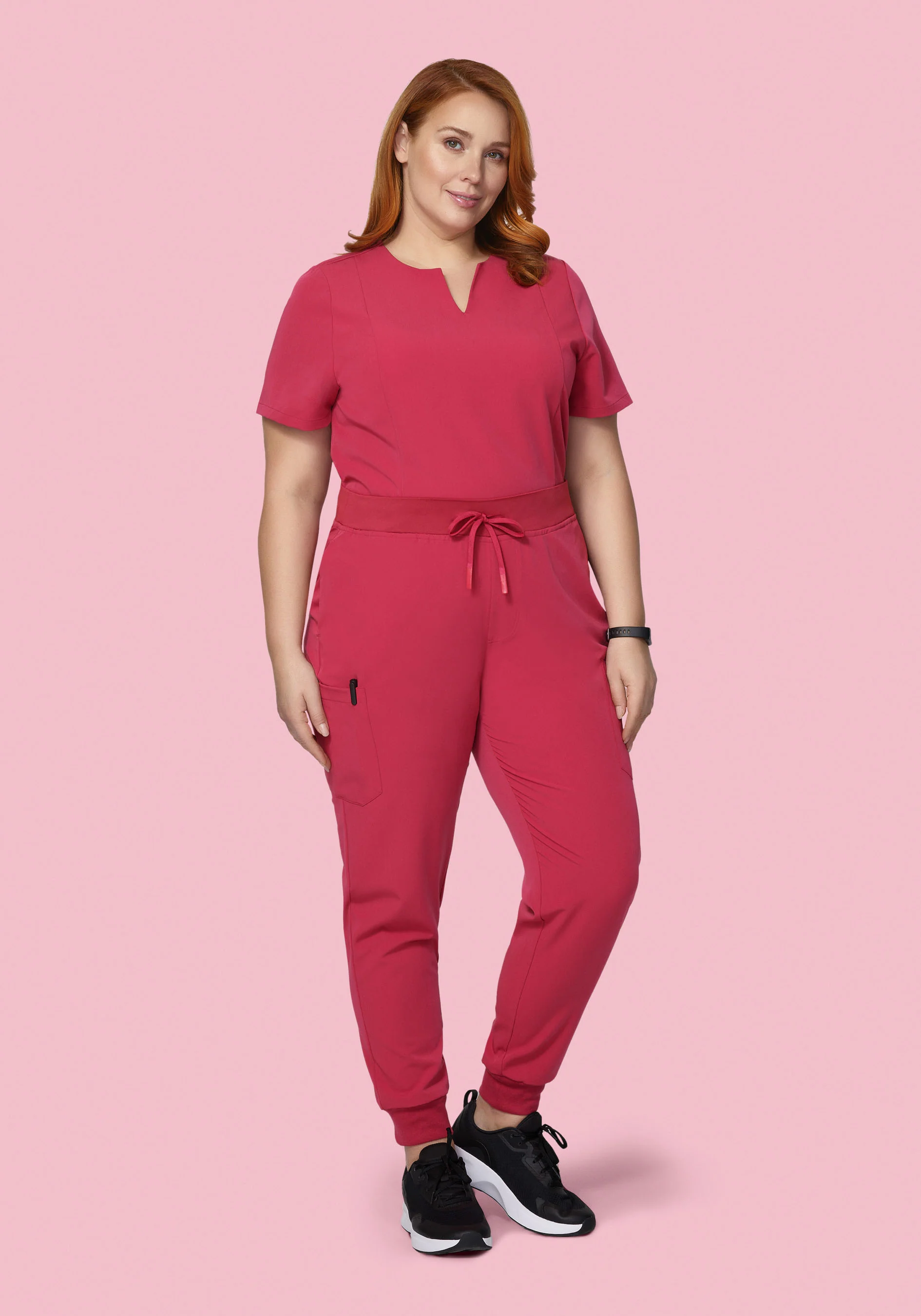 5 Pocket Notch Neck Top Deep Rose - Image 6