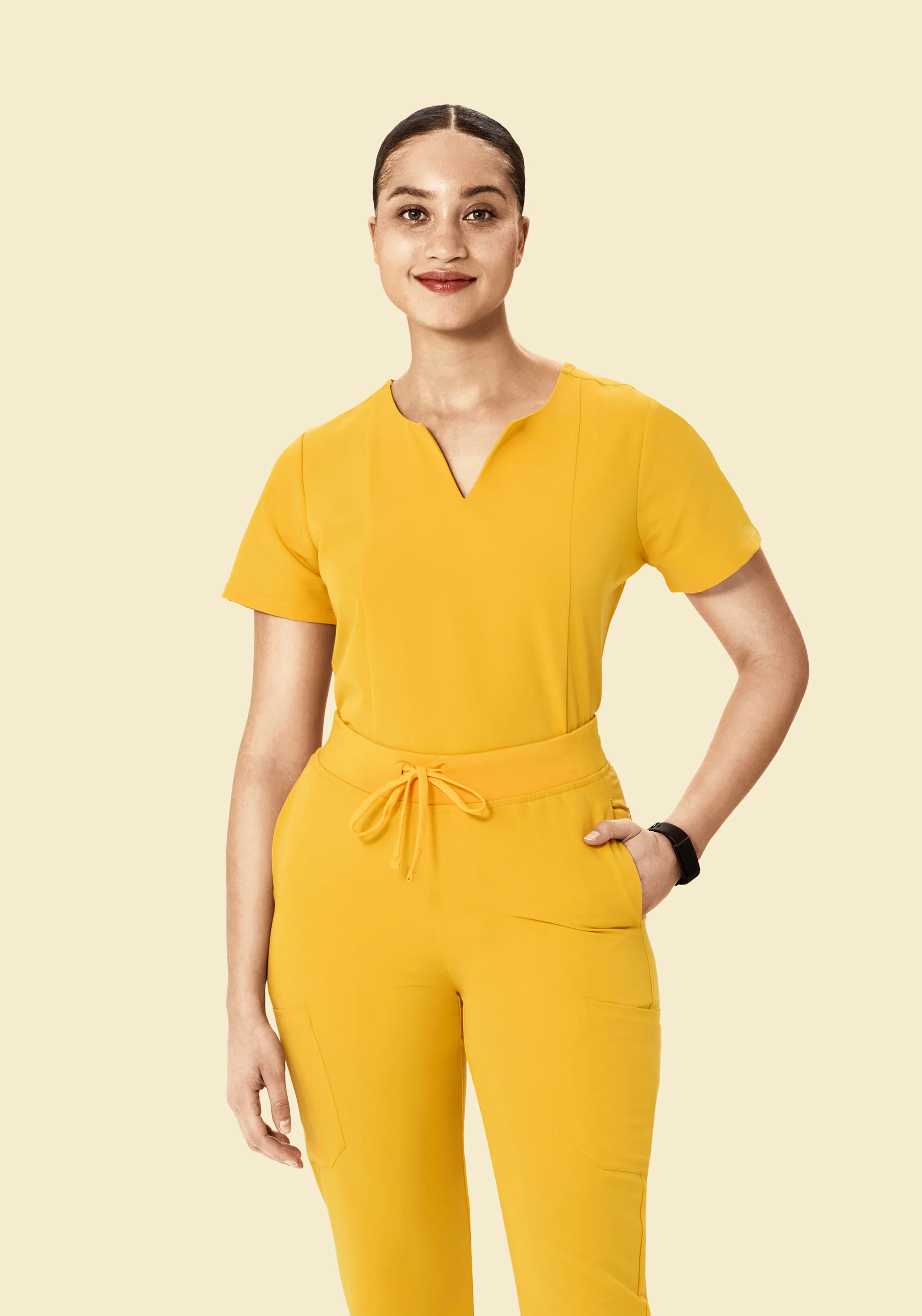 5 Pocket Notch Neck Top Dijon - Image 2