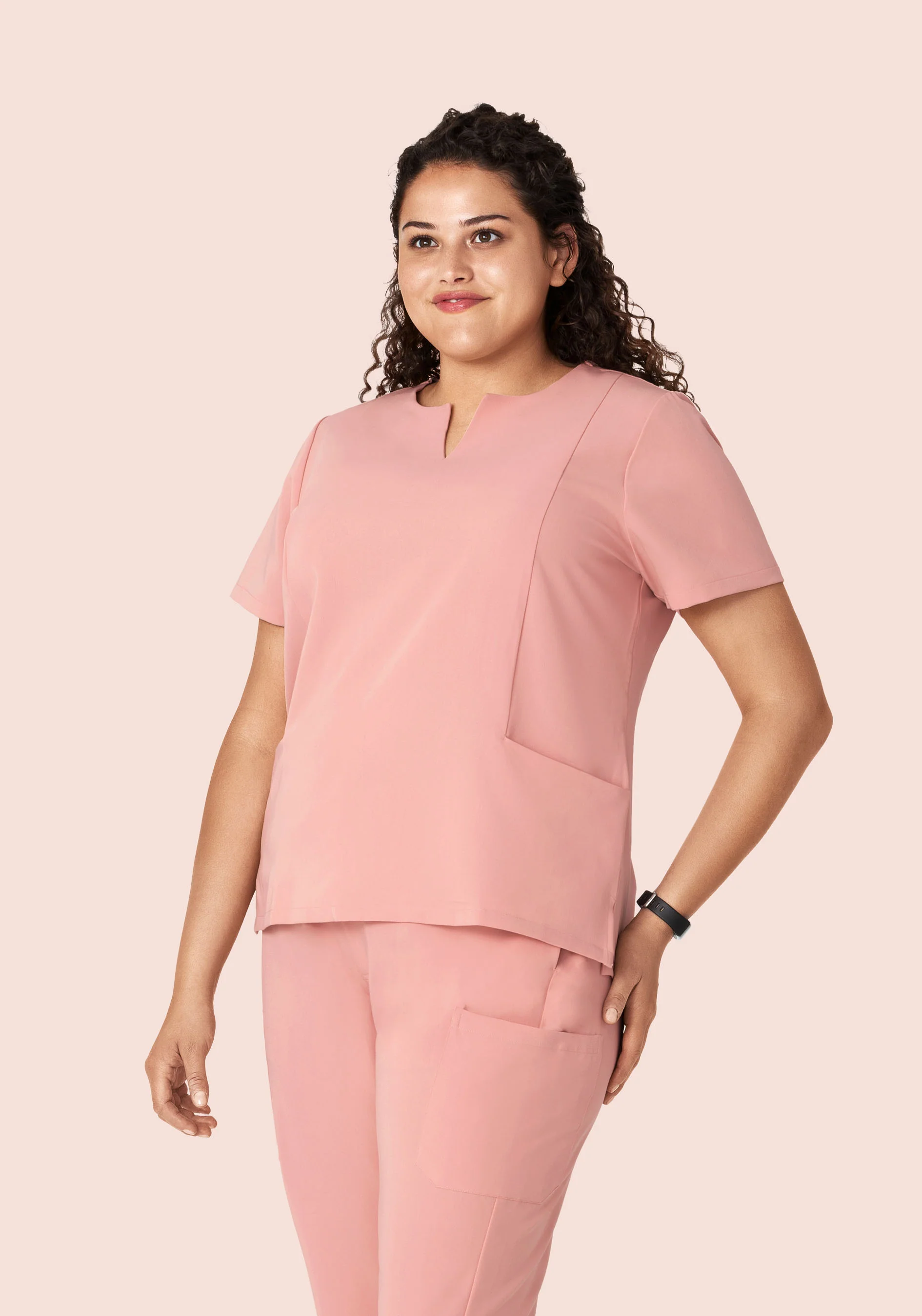 5 Pocket Notch Neck Top Dusty Pink - Image 5