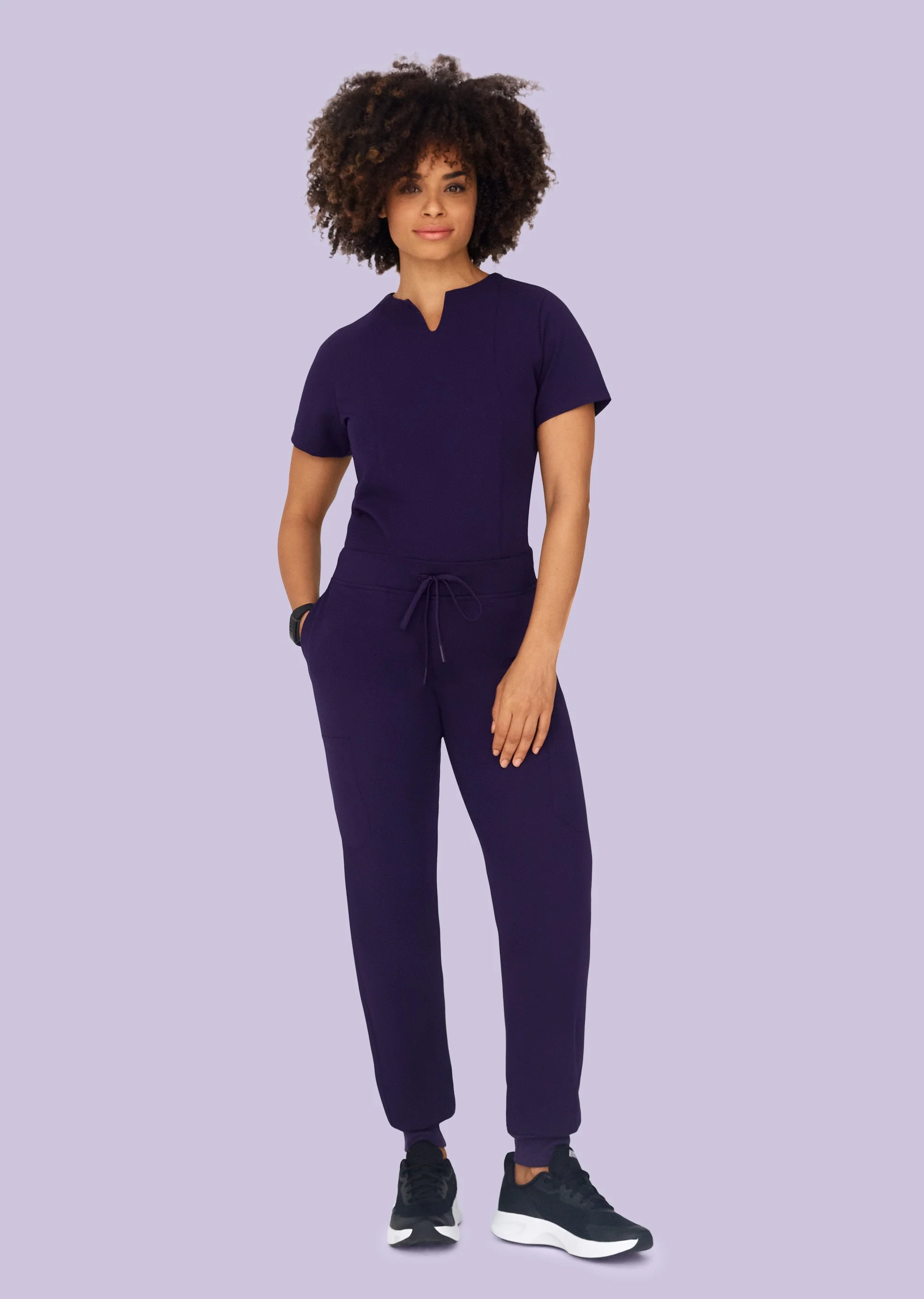5 Pocket Notch Neck Top Eggplant - Image 2
