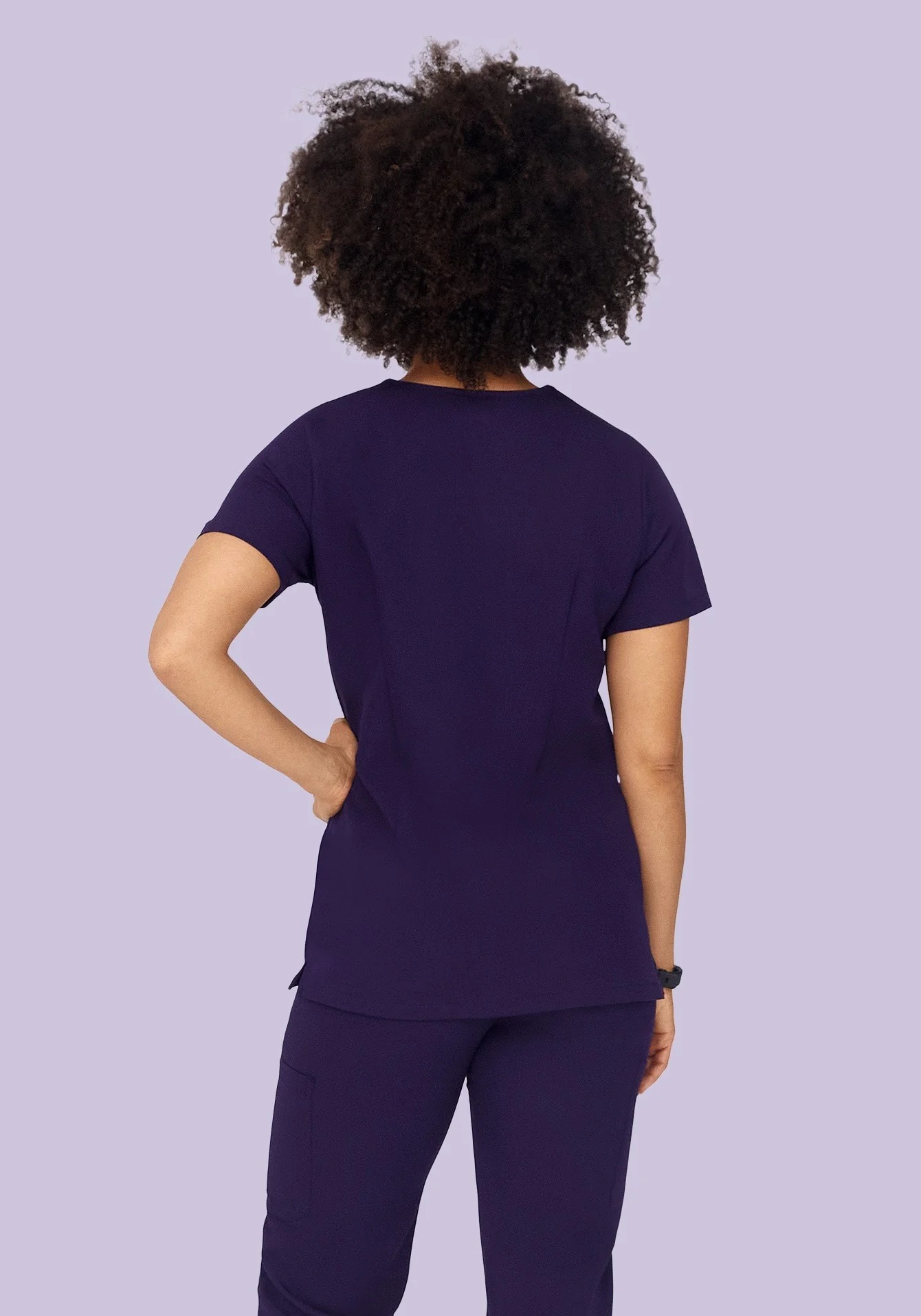 5 Pocket Notch Neck Top Eggplant - Image 3
