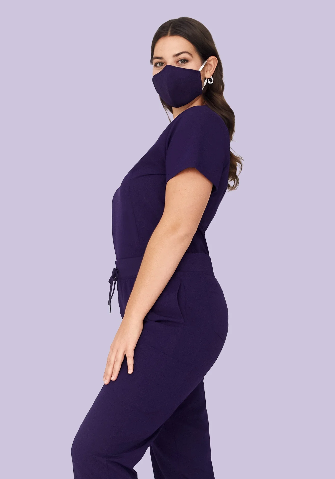 5 Pocket Notch Neck Top Eggplant - Image 7
