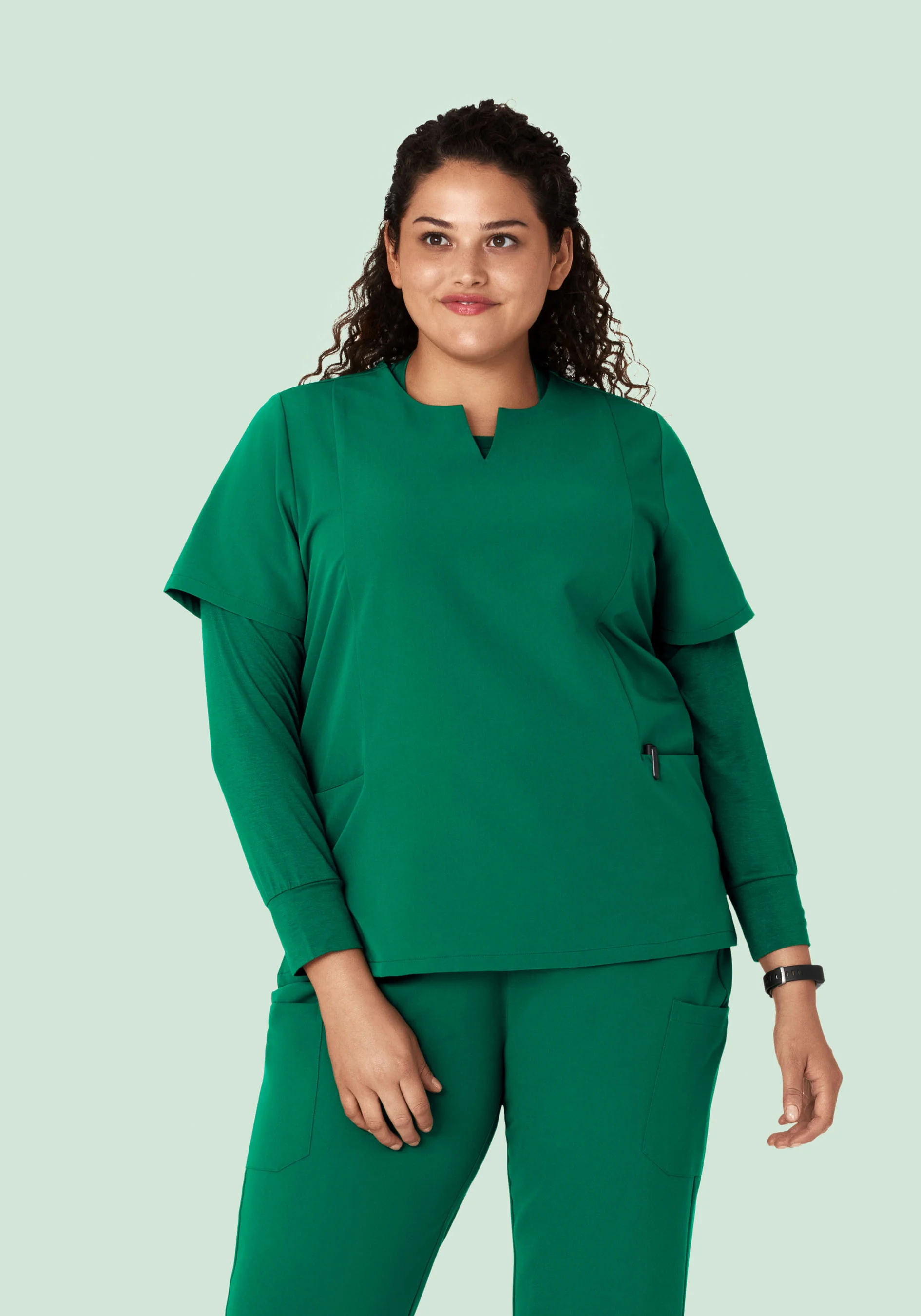 5 Pocket Notch Neck Top Envy Green - Image 5