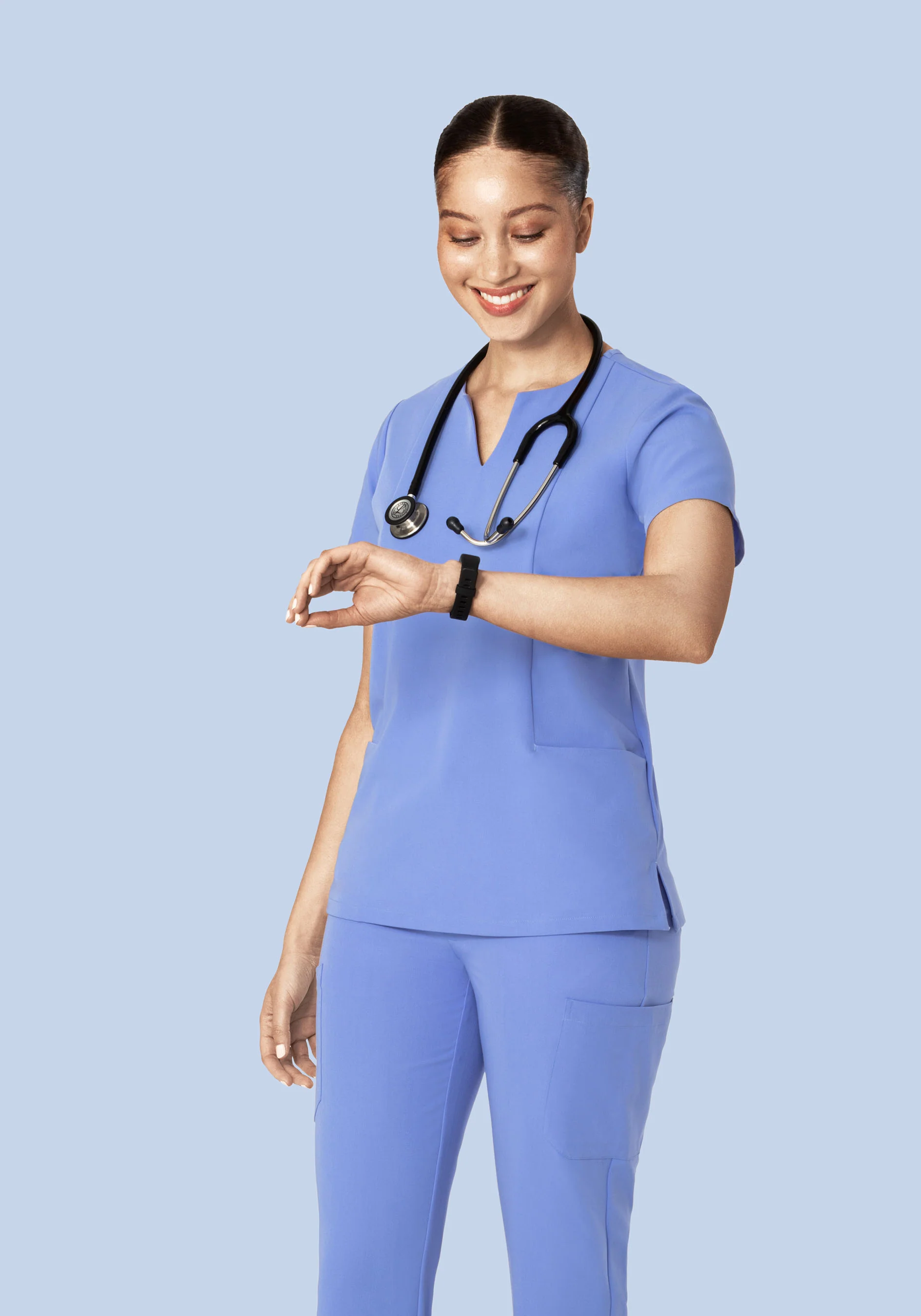 5 Pocket Notch Neck Top French Blue