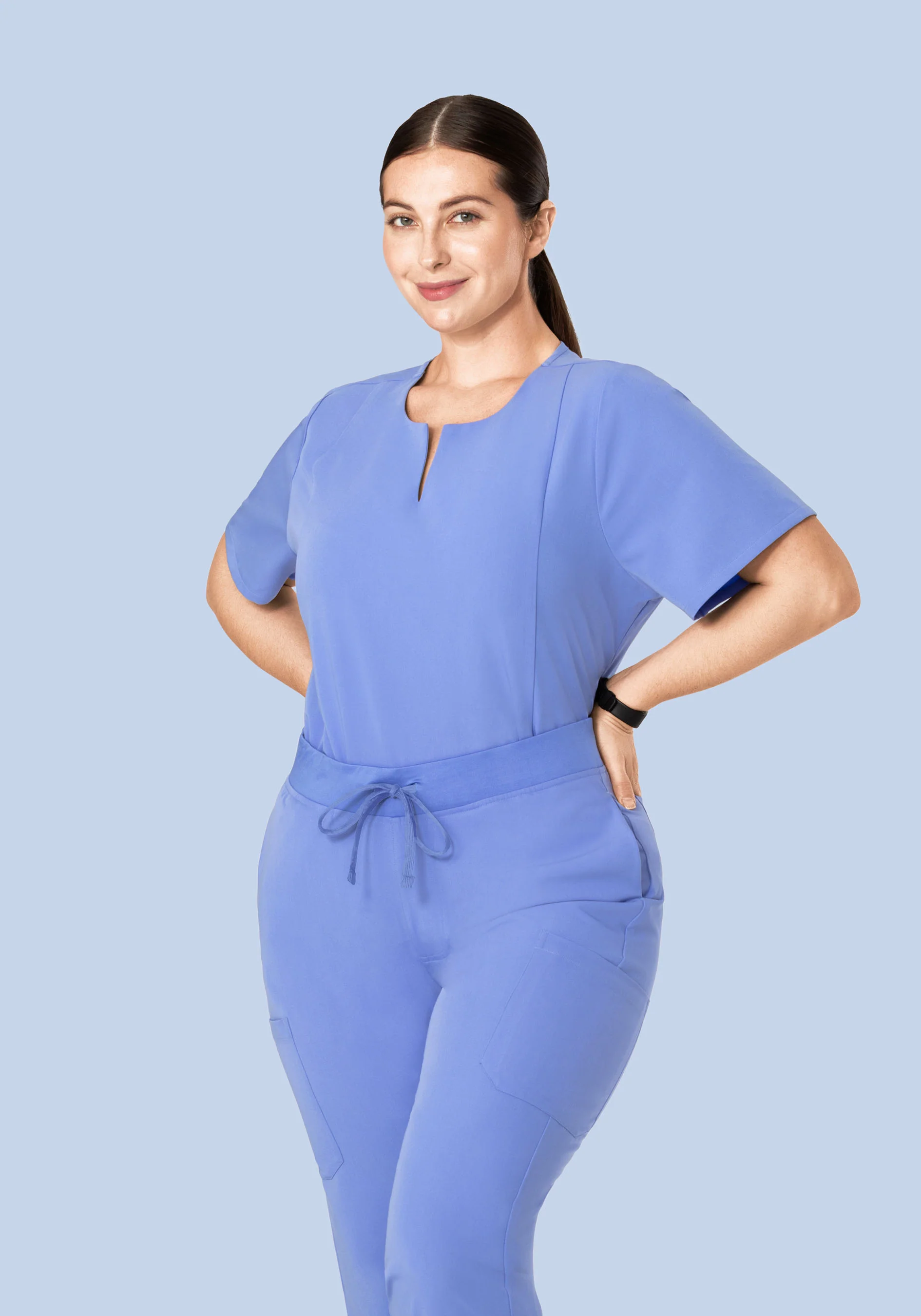5 Pocket Notch Neck Top French Blue - Image 7