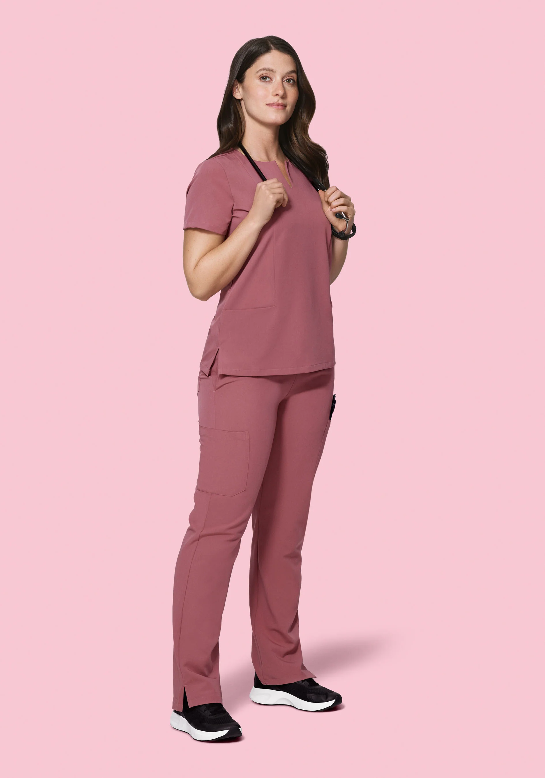 5 Pocket Notch Neck Top Mauve - Image 3