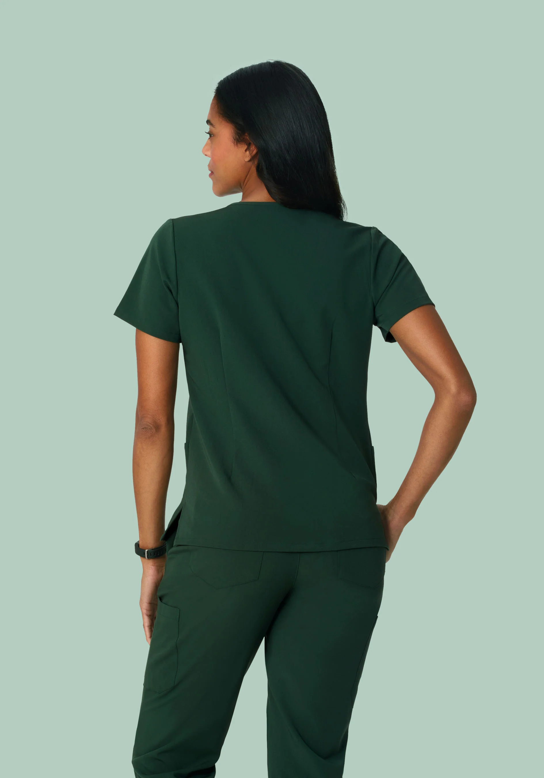 5 Pocket Notch Neck Top Midnight Green - Image 4