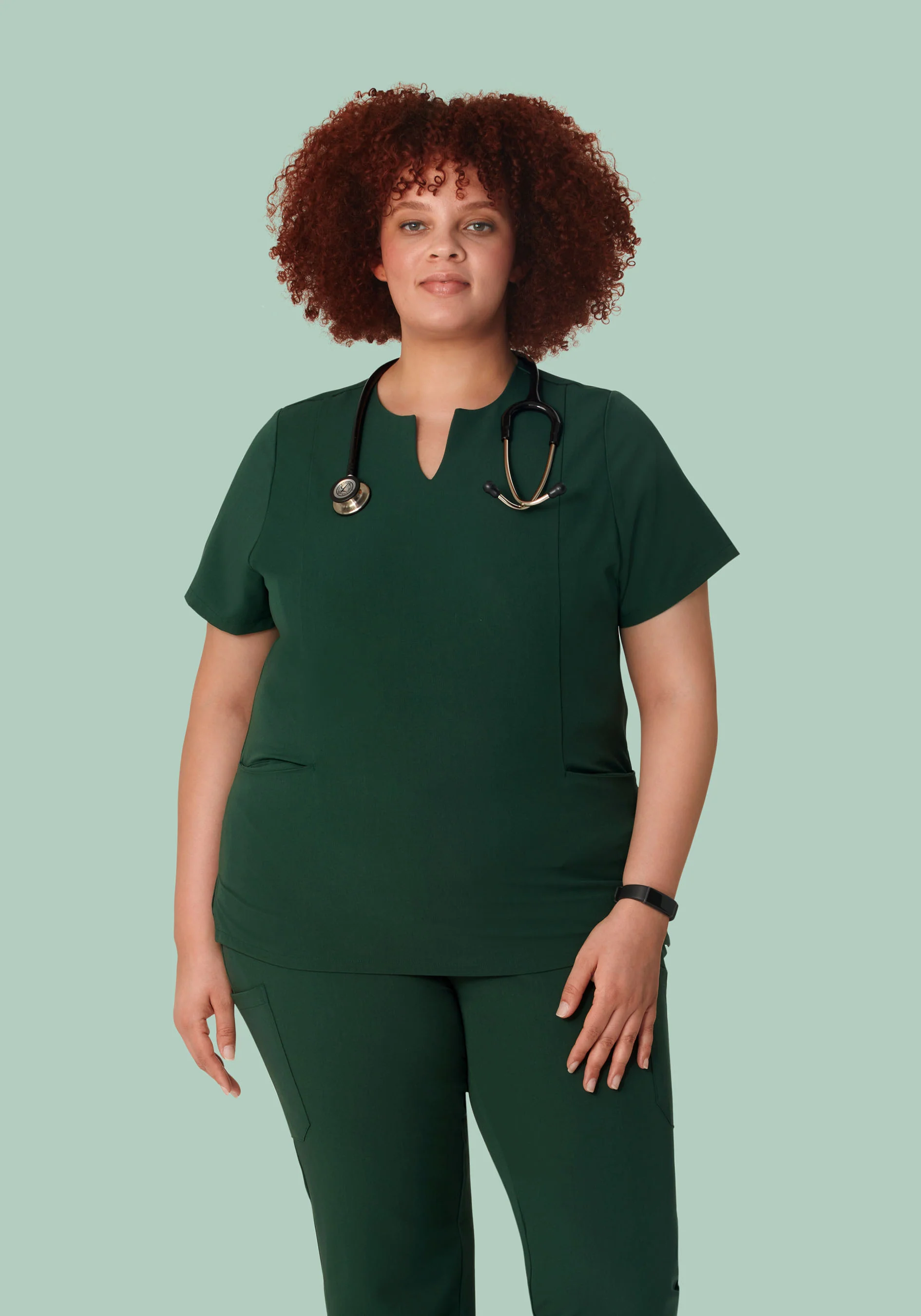 5 Pocket Notch Neck Top Midnight Green - Image 5