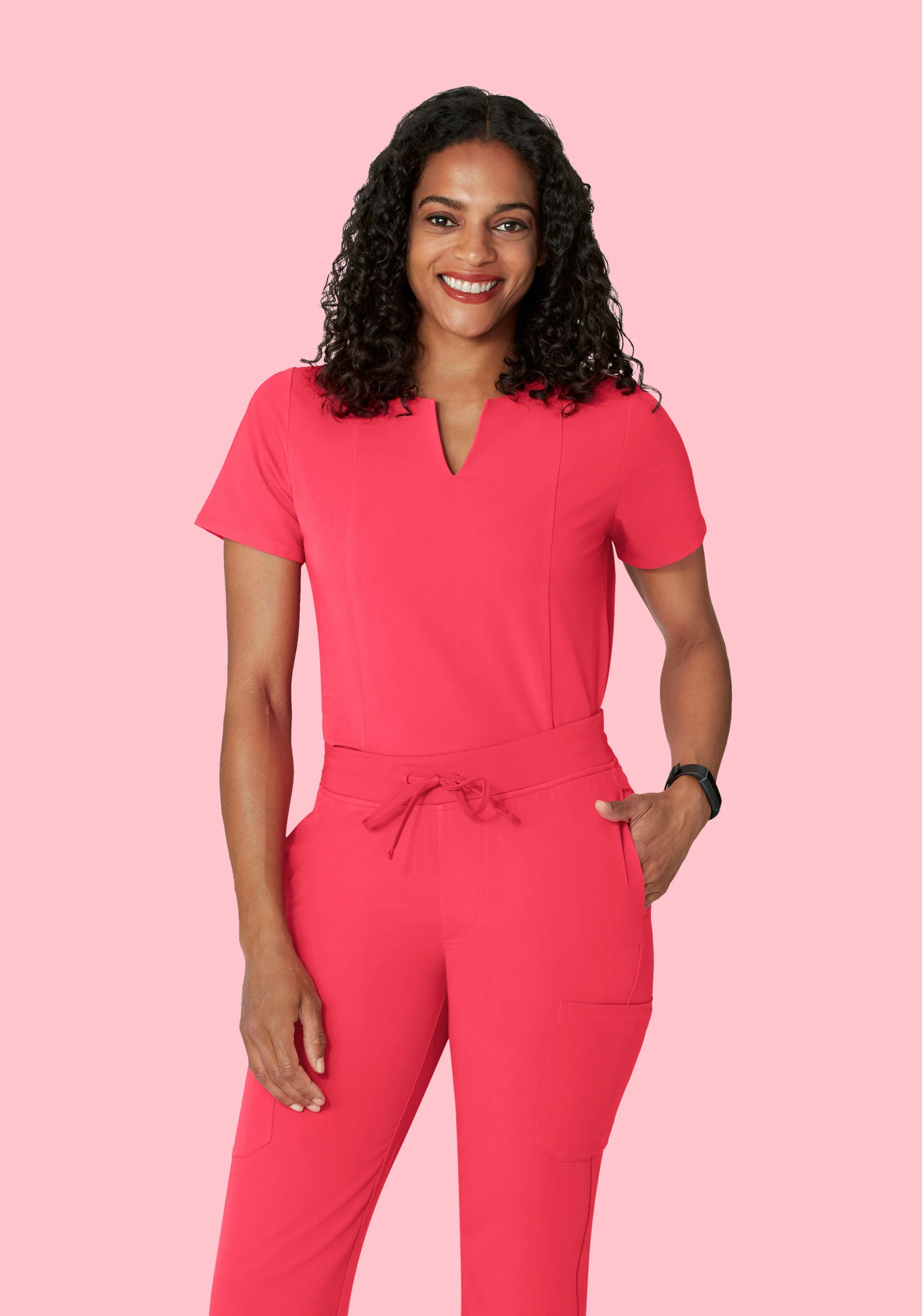 5 Pocket Notch Neck Top Paradise Pink - Image 2