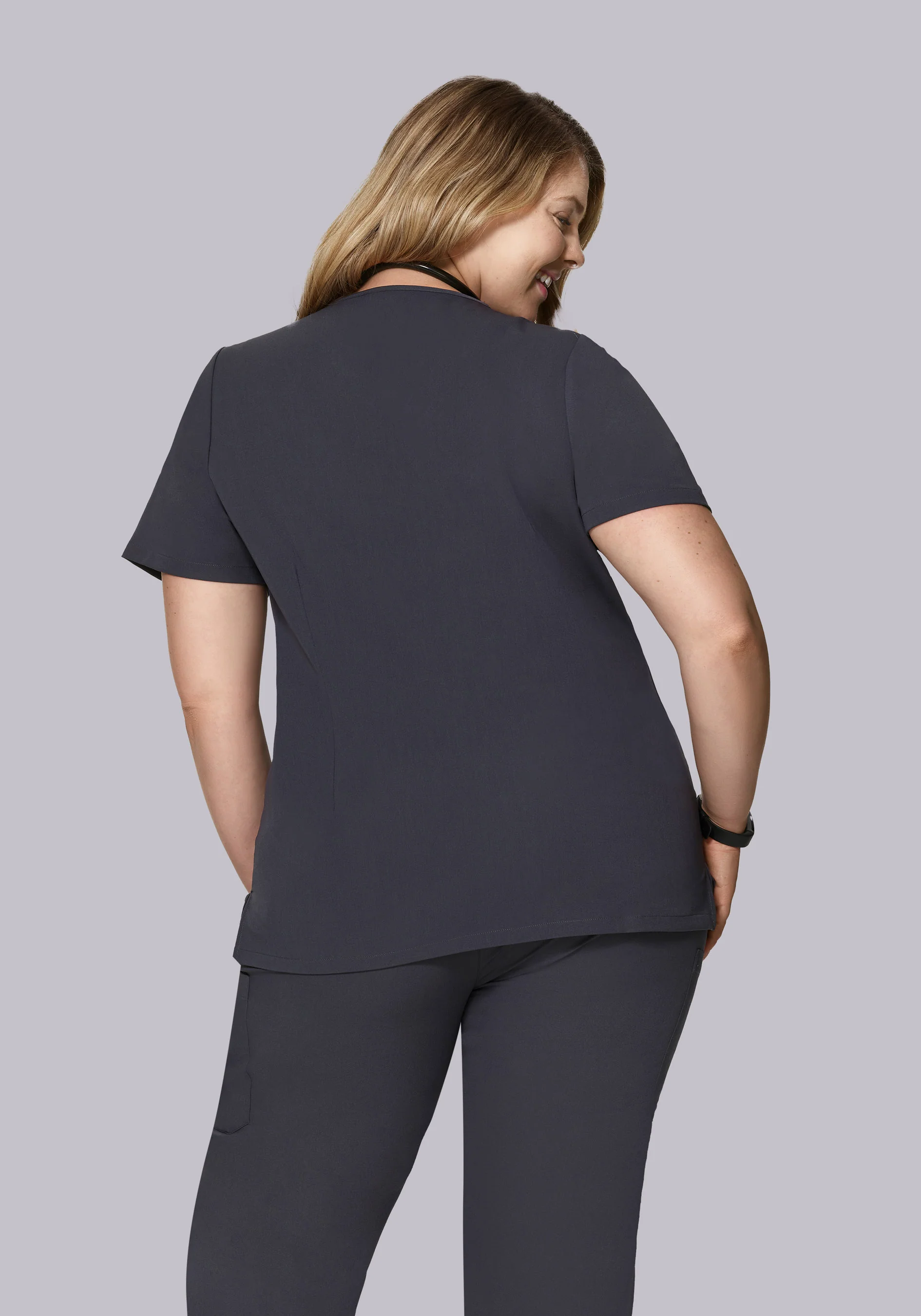 5 Pocket Notch Neck Top Pewter - Image 5