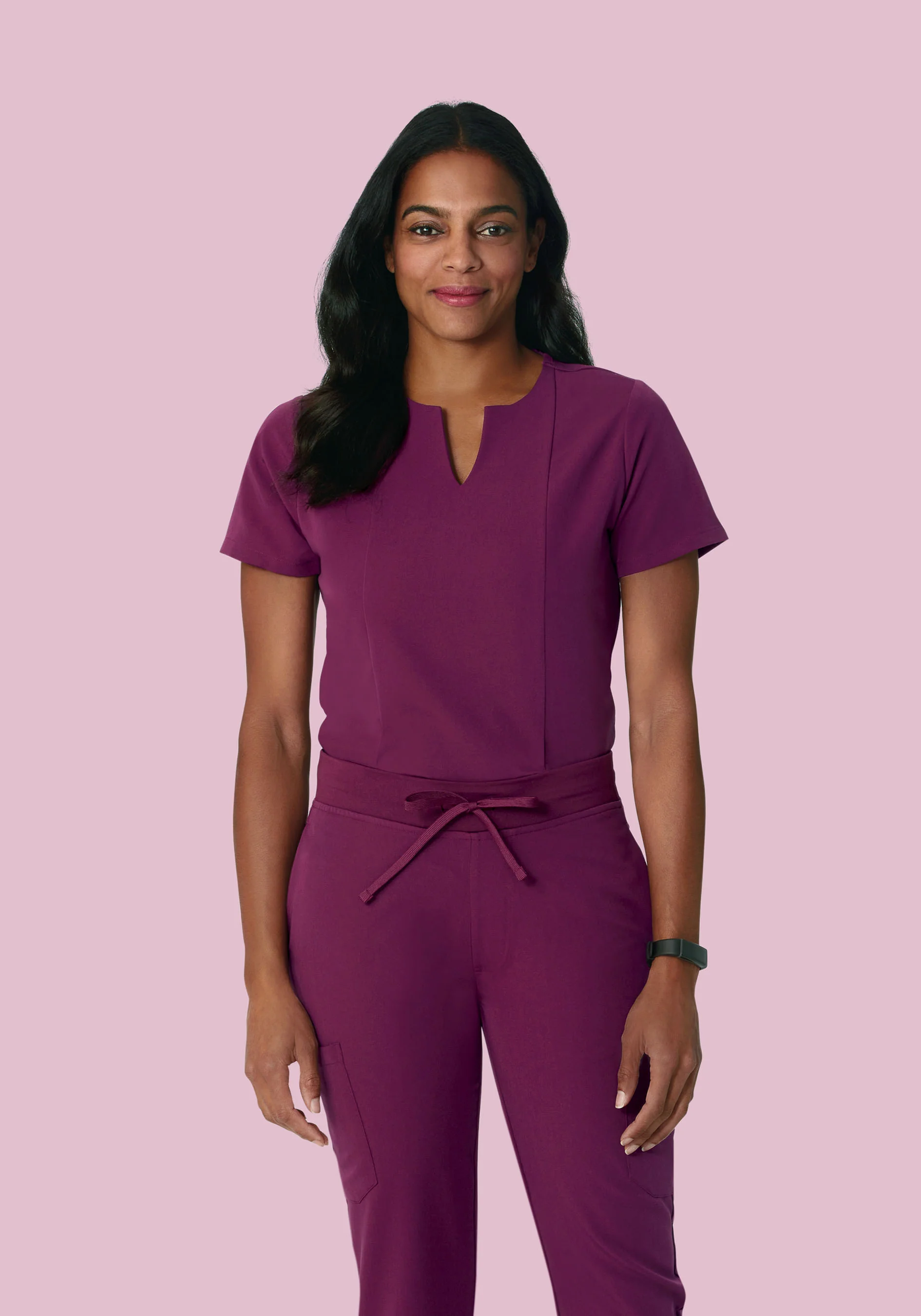 5 Pocket Notch Neck Top Plum - Image 2