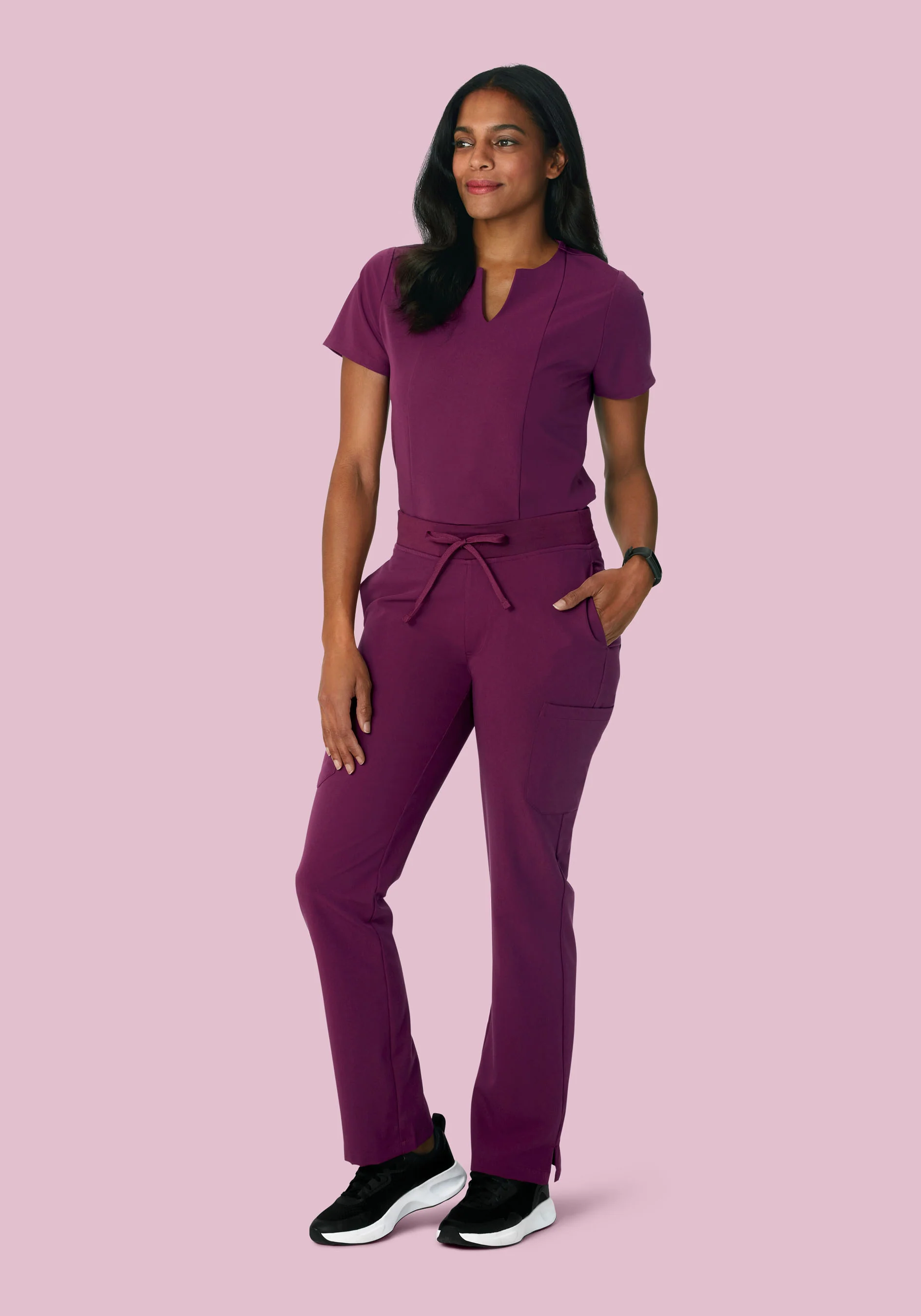 5 Pocket Notch Neck Top Plum - Image 3