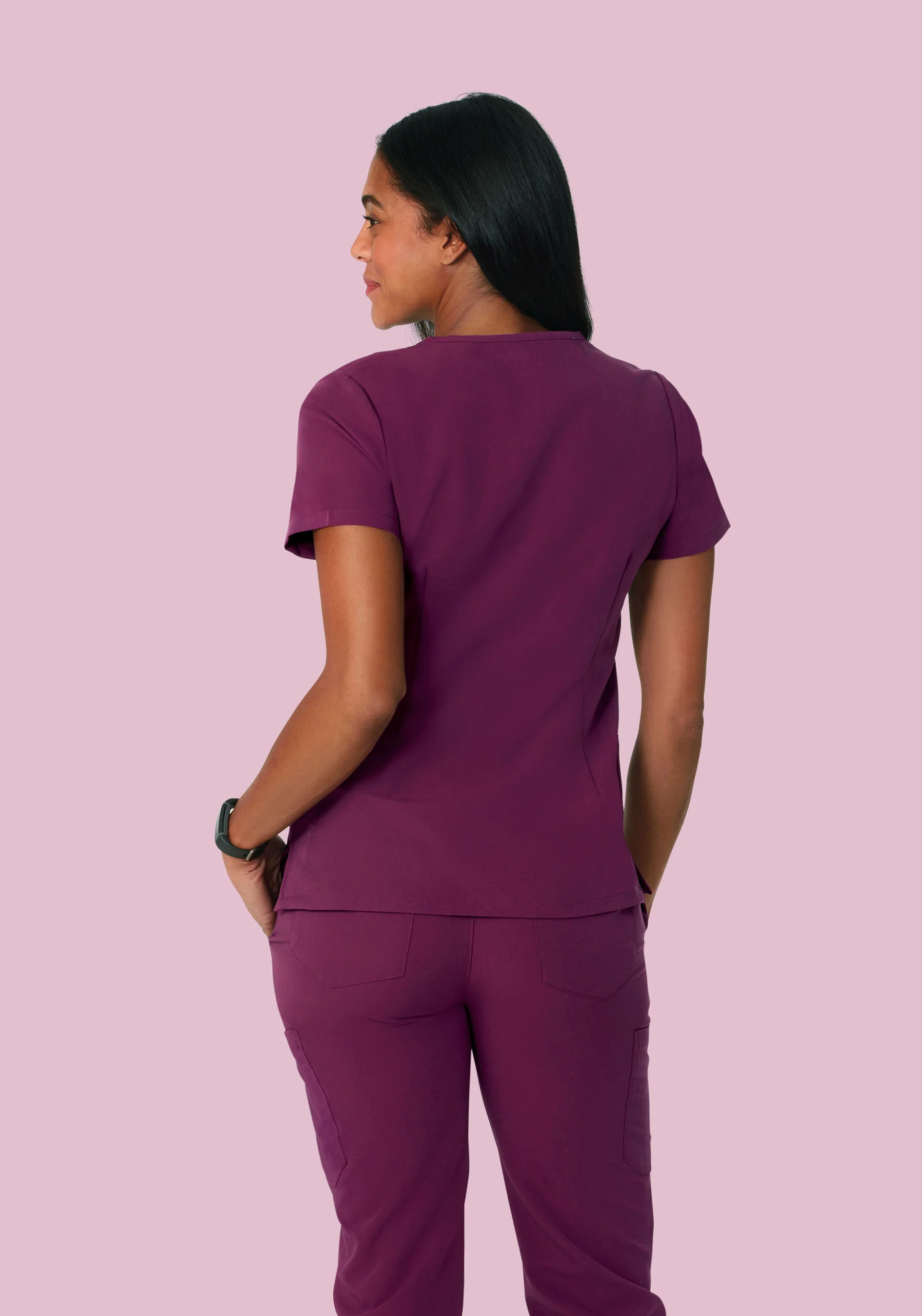5 Pocket Notch Neck Top Plum - Image 4