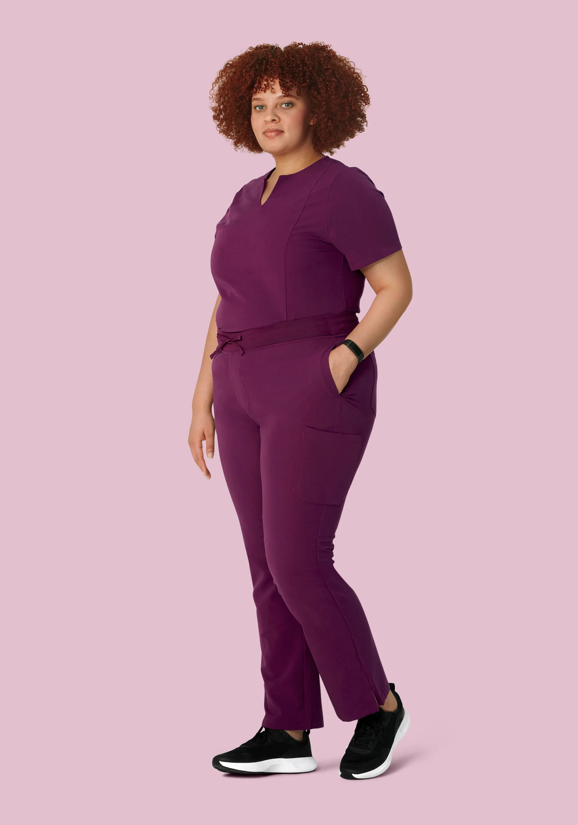 5 Pocket Notch Neck Top Plum - Image 7