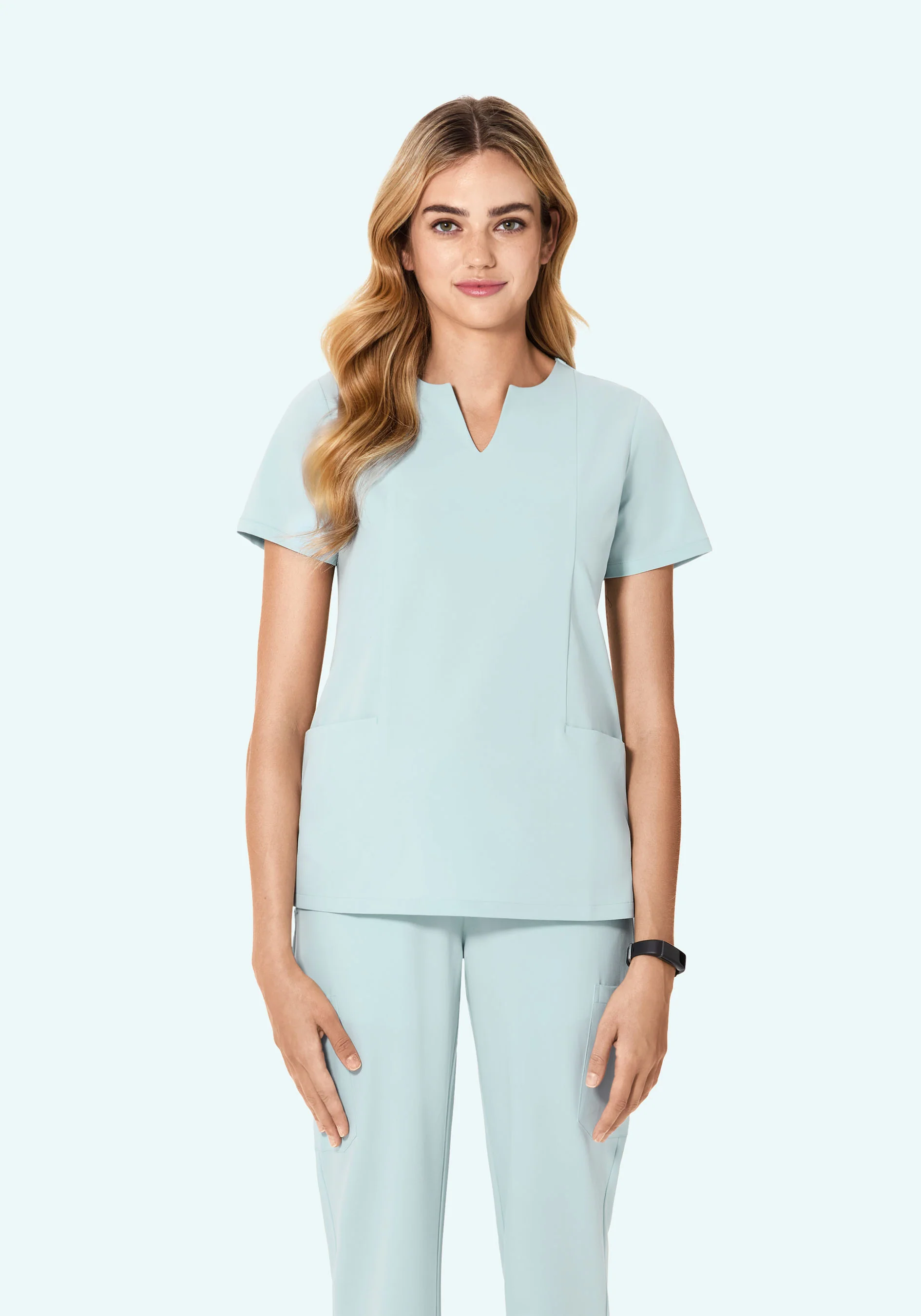 5 Pocket Notch Neck Top Sky - Image 2