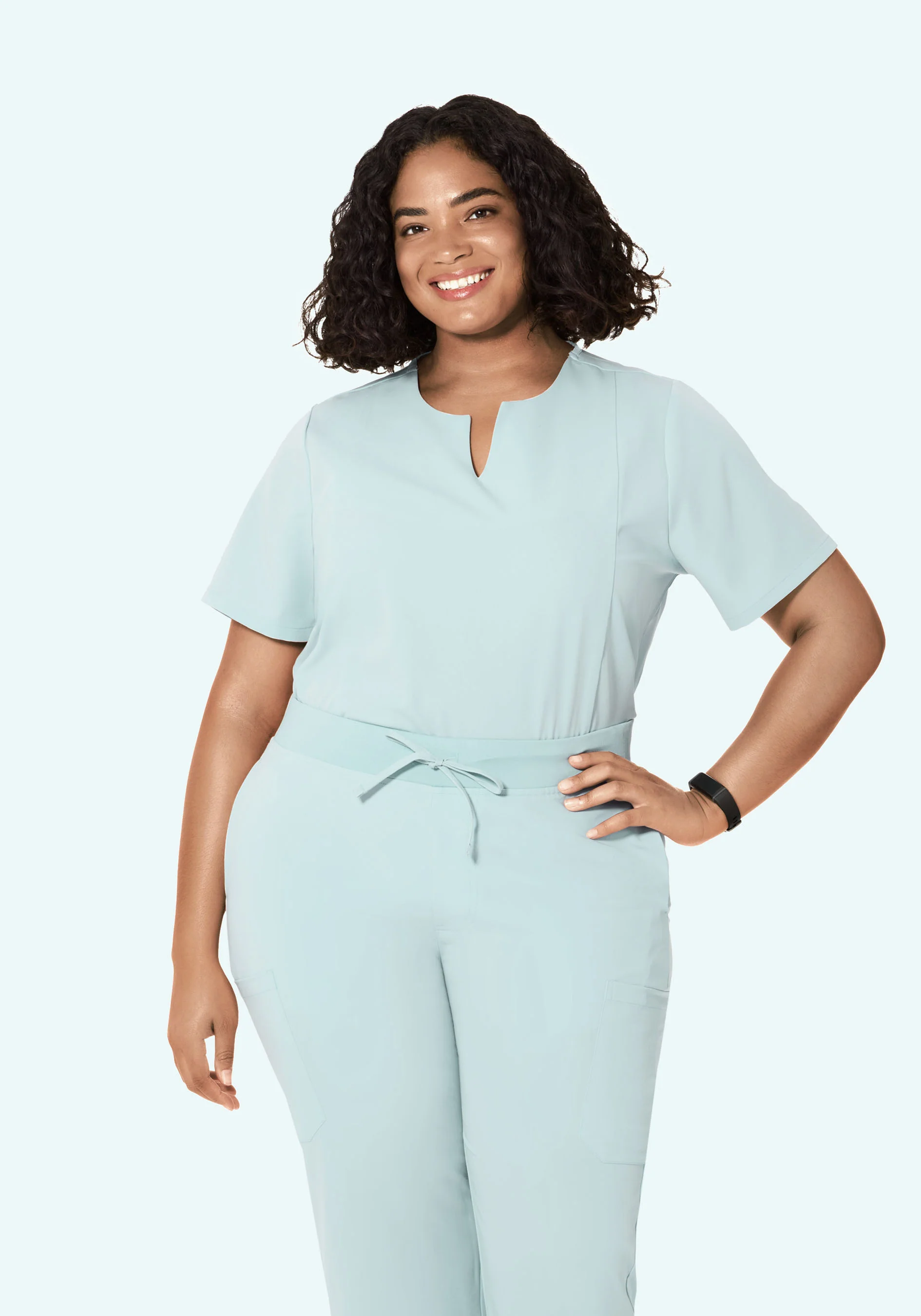 5 Pocket Notch Neck Top Sky - Image 6