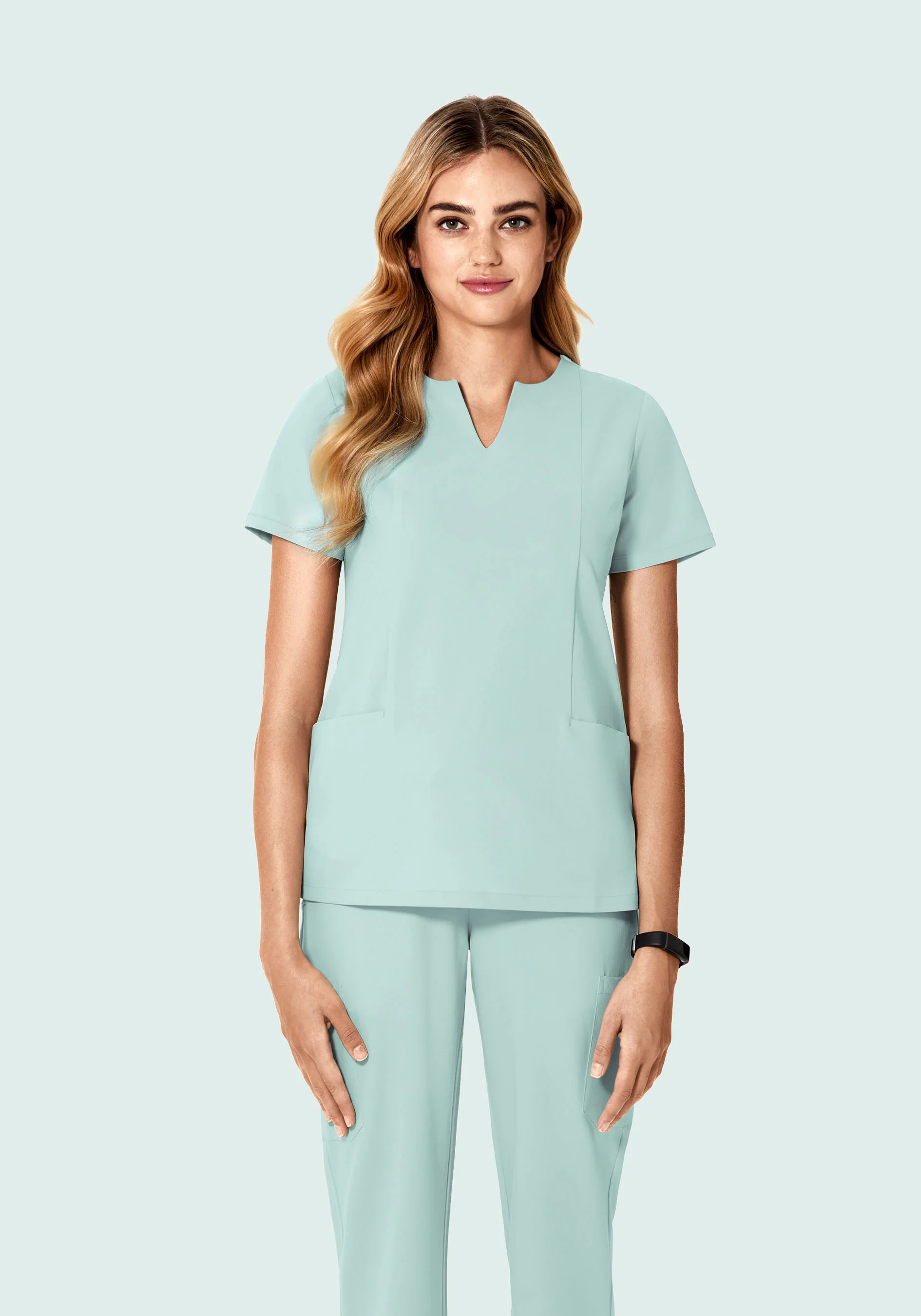 5 Pocket Notch Neck Top Sterling Blue