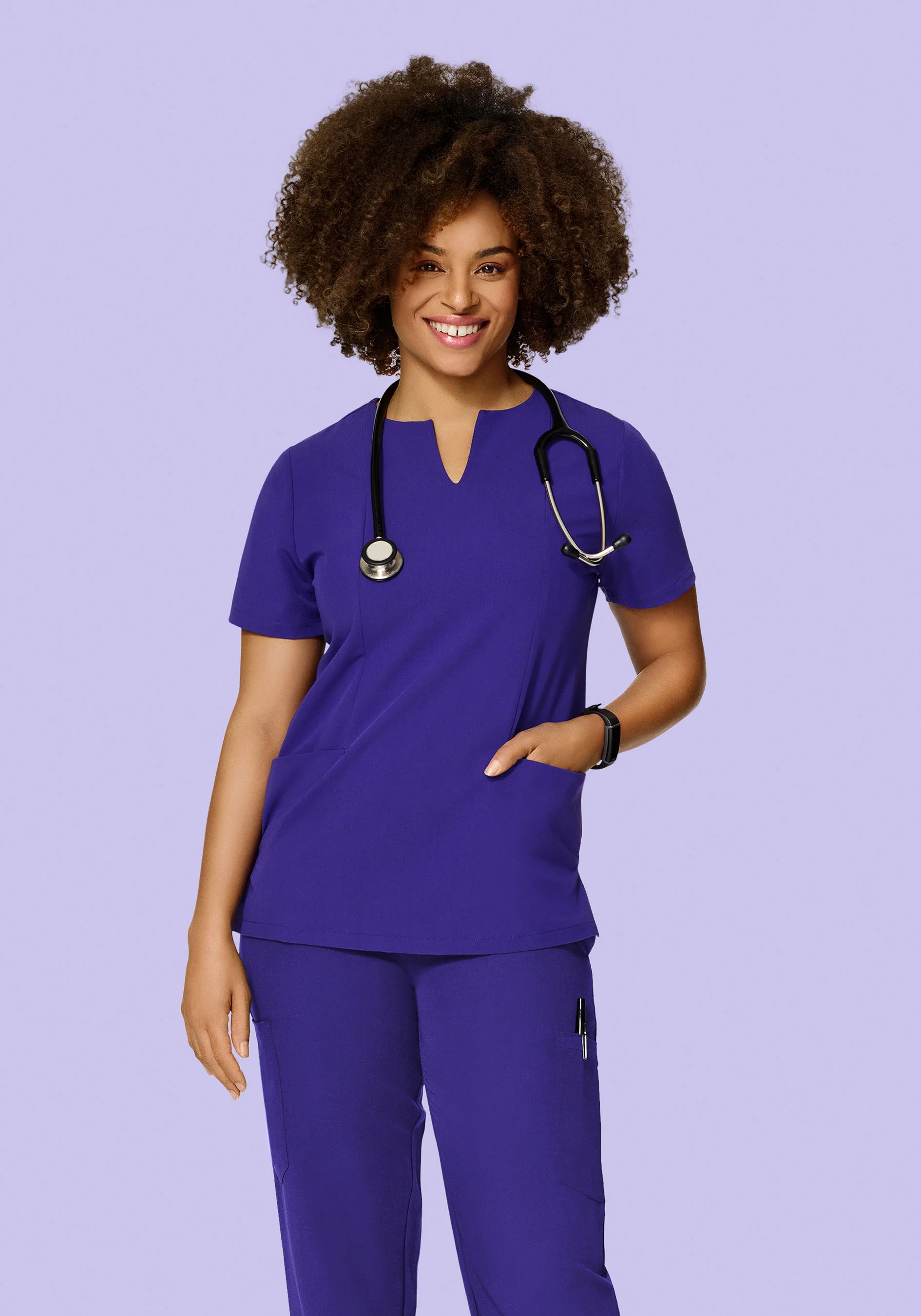5 Pocket Notch Neck Top True Grape