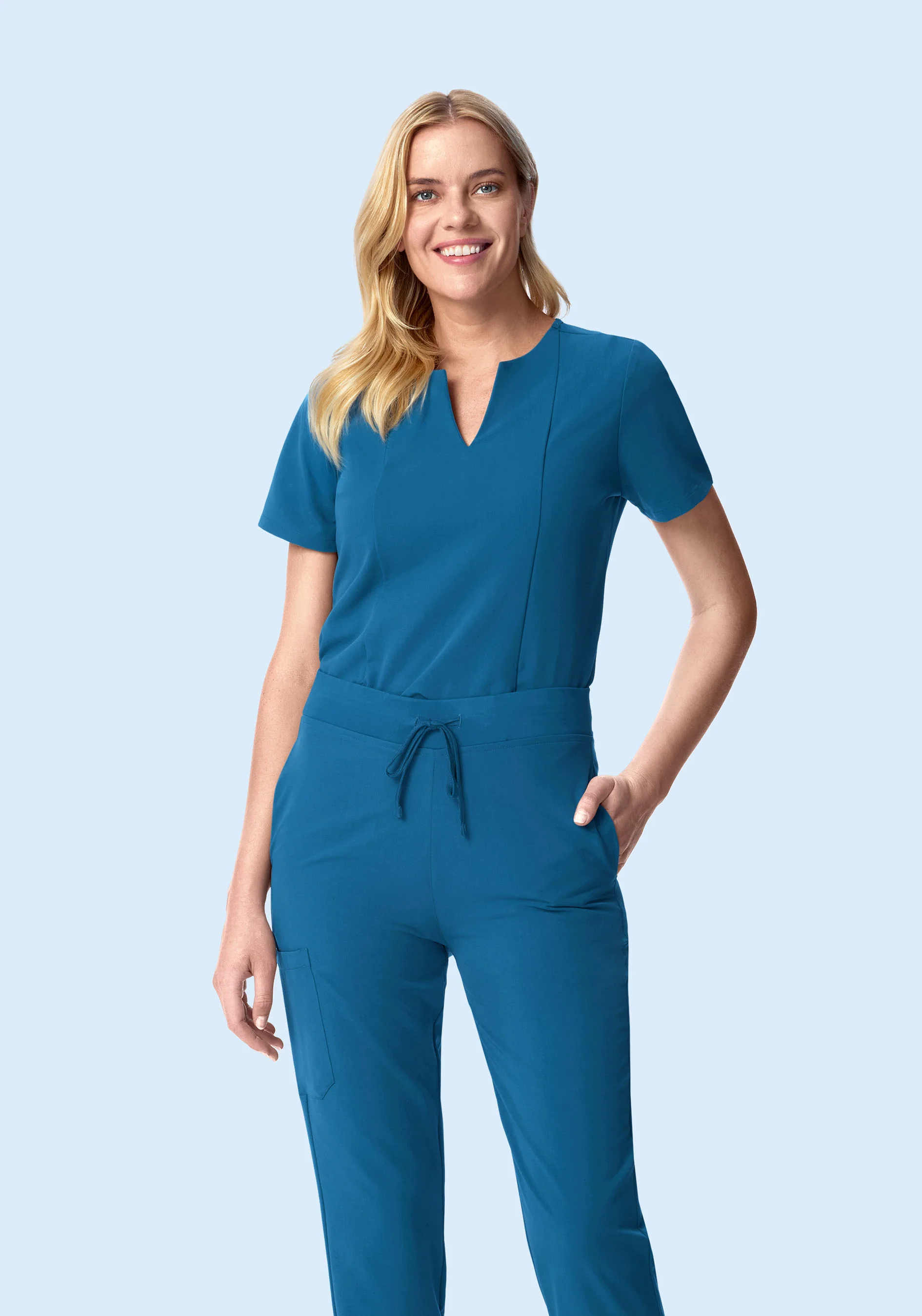 5 Pocket Notch Neck Top Vallarta Blue - Image 2