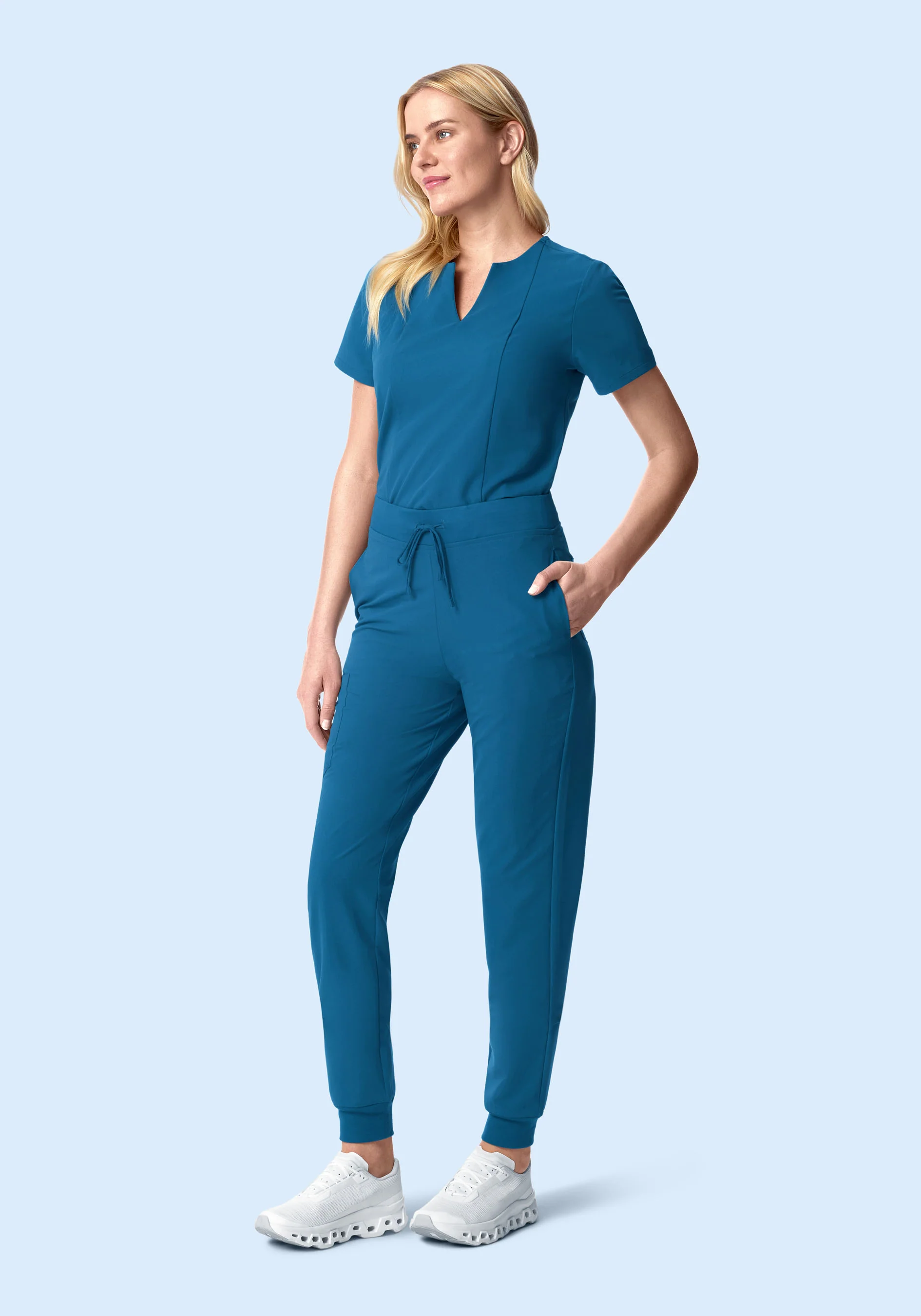 5 Pocket Notch Neck Top Vallarta Blue - Image 3