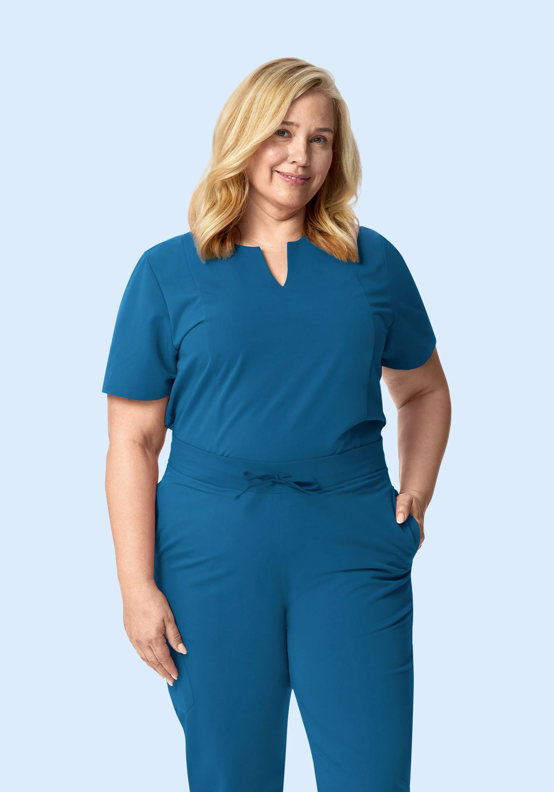 5 Pocket Notch Neck Top Vallarta Blue - Image 7