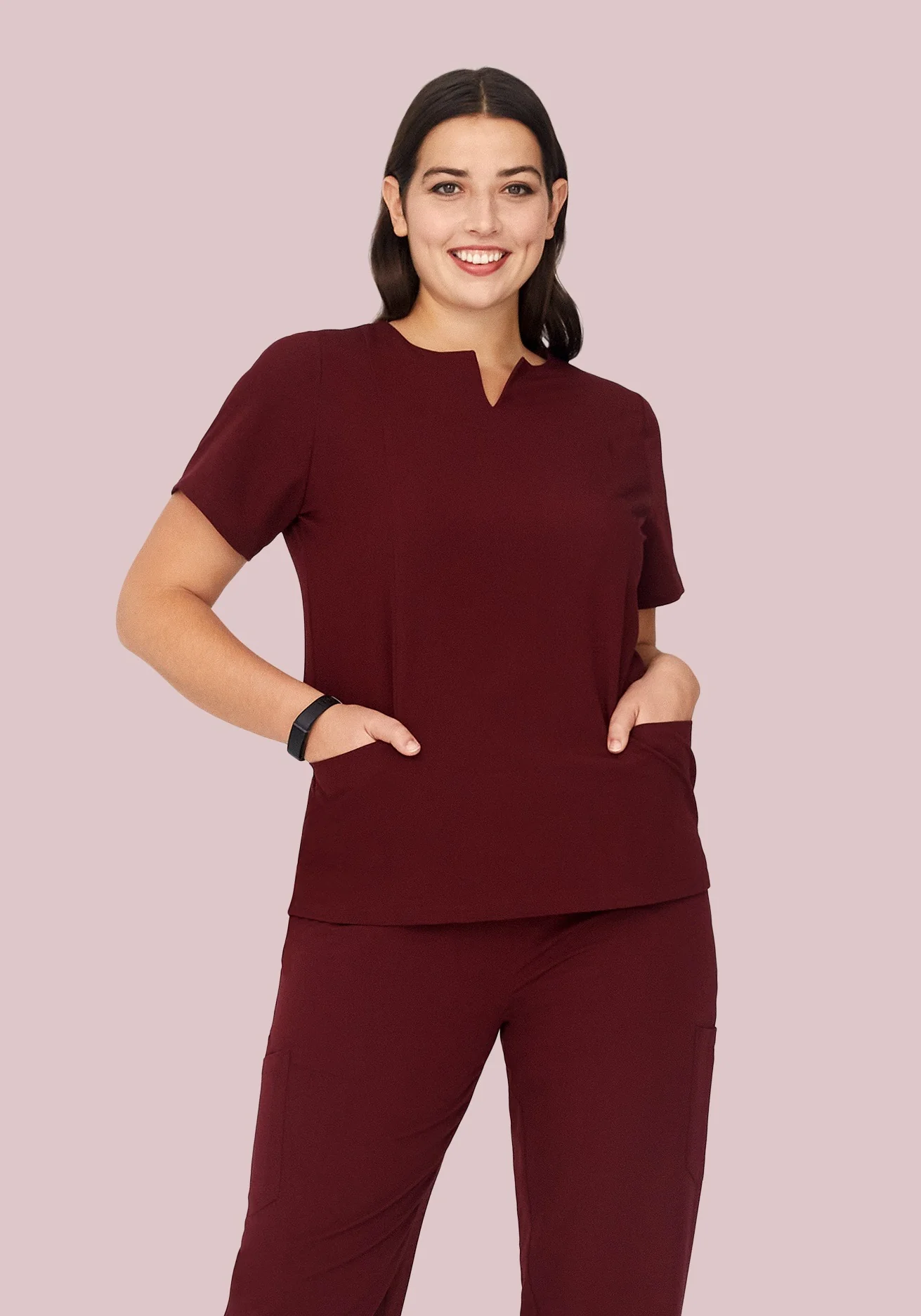5 Pocket Notch Neck Top Wine - Image 5