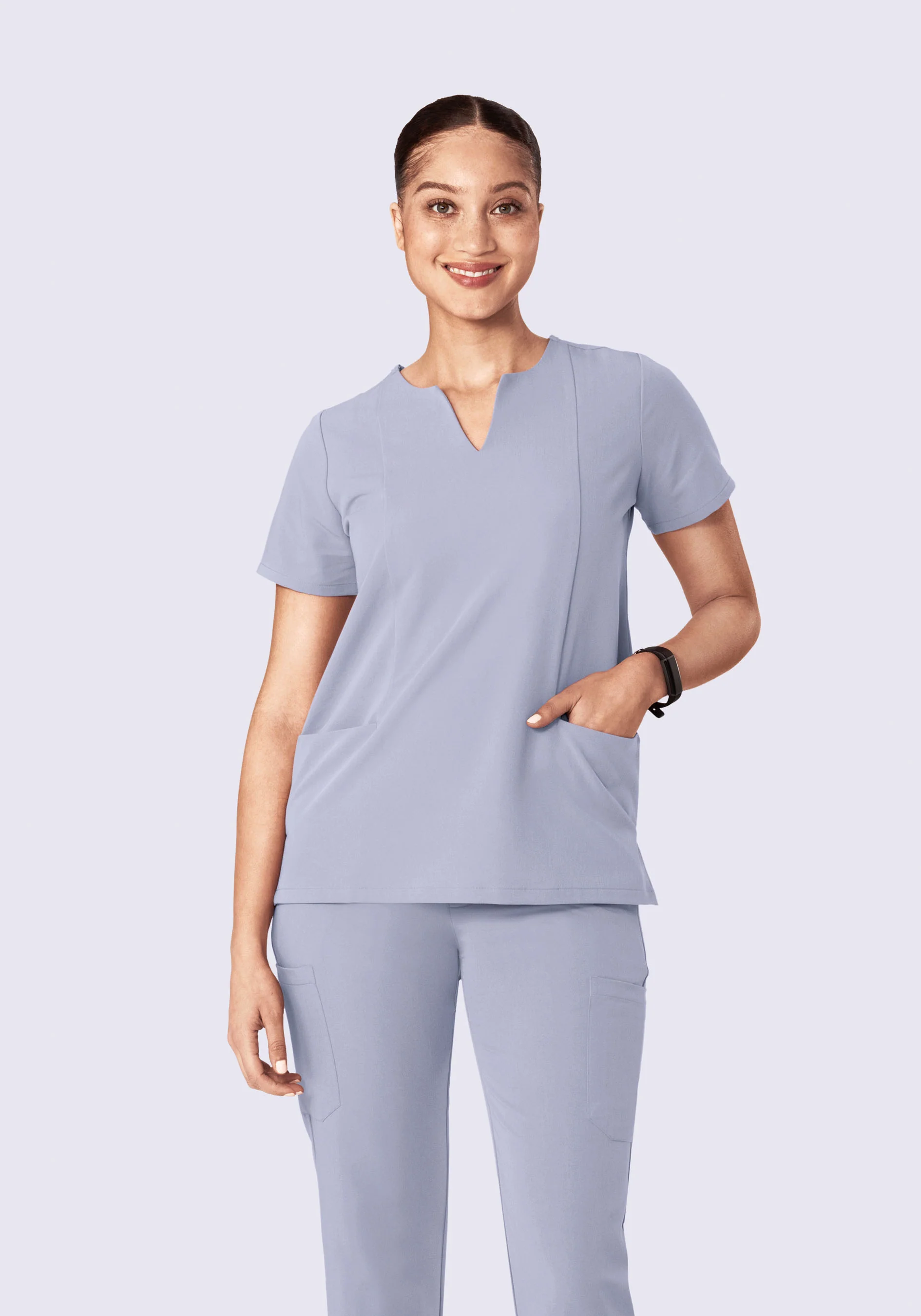 5 Pocket Notch Neck Top Wisteria