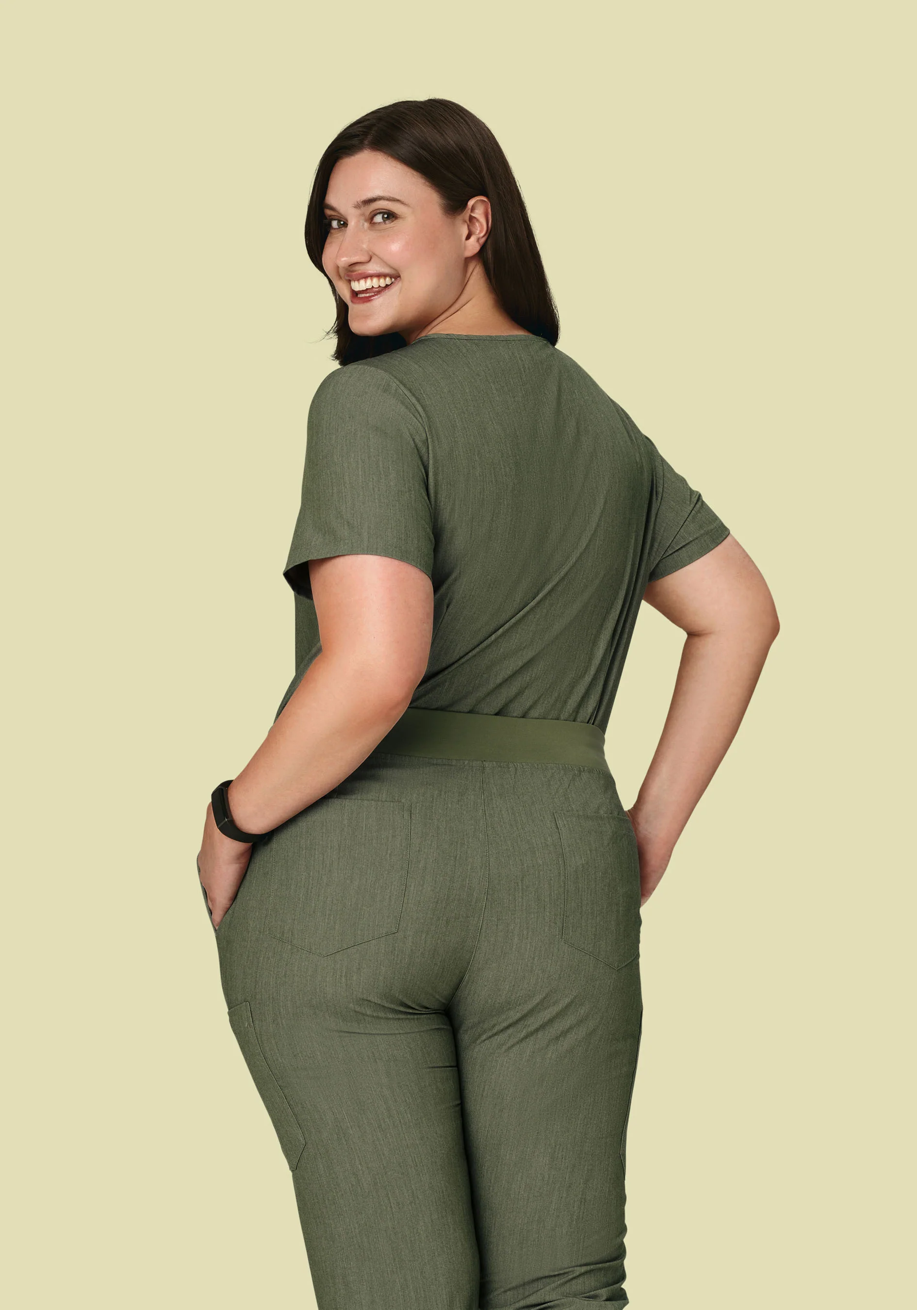 6 Pocket Top Heather Olive - Image 6