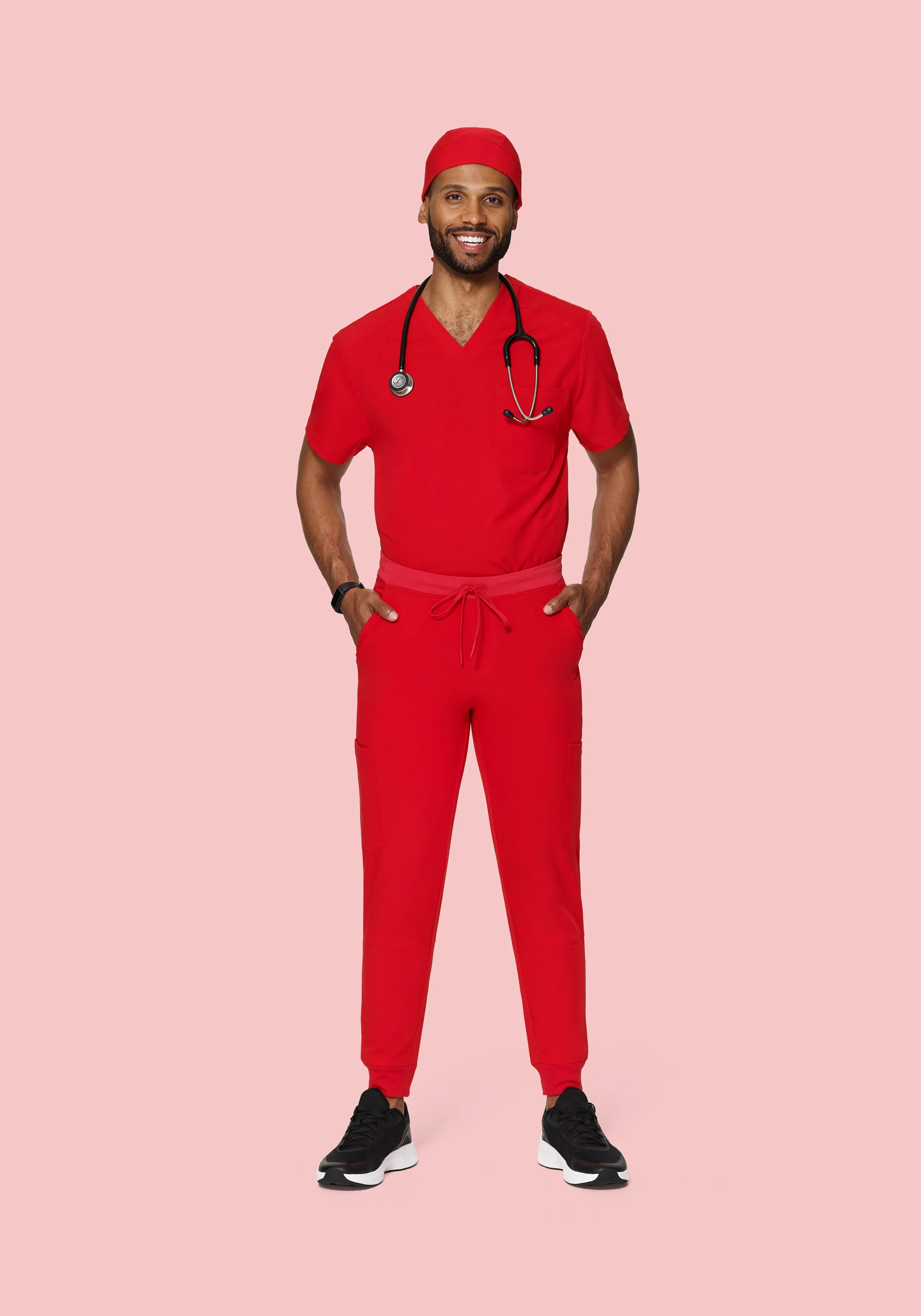 Contemporary Scrub Cap Candy Red - Image 3