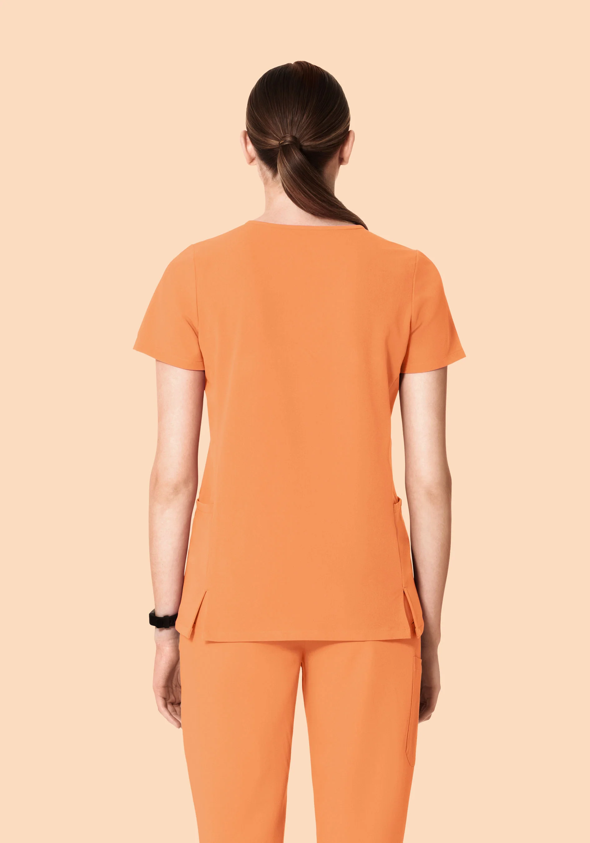 Curved V-Neck Top Cantaloupe - Image 4