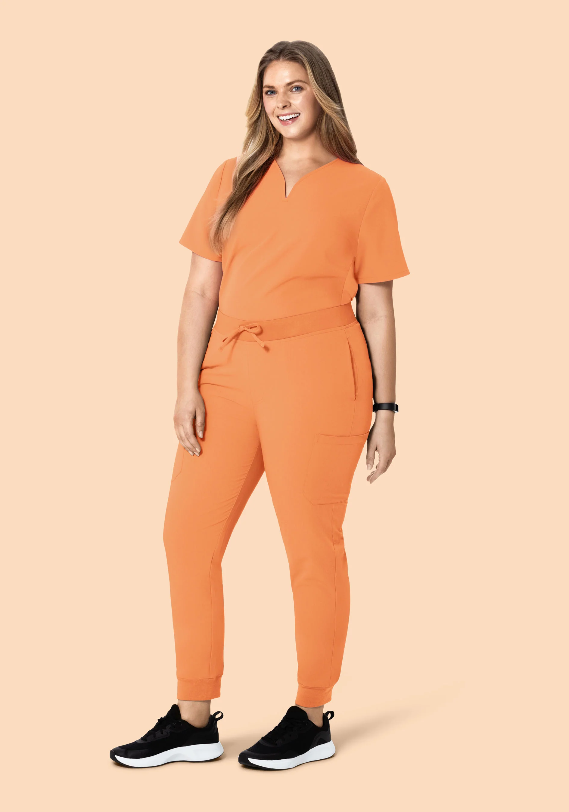 Curved V-Neck Top Cantaloupe - Image 7