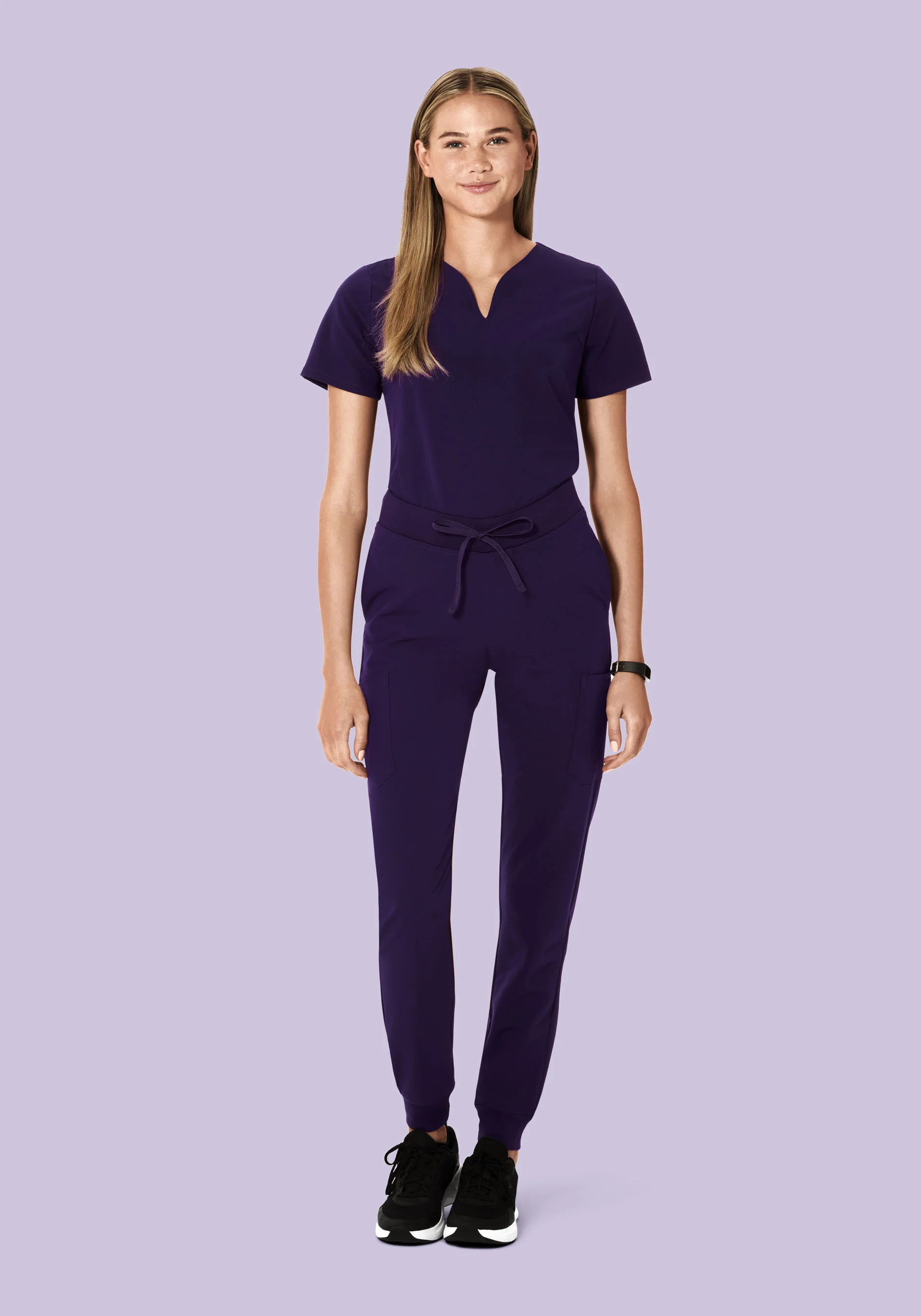 Curved V-Neck Top Eggplant - Image 3