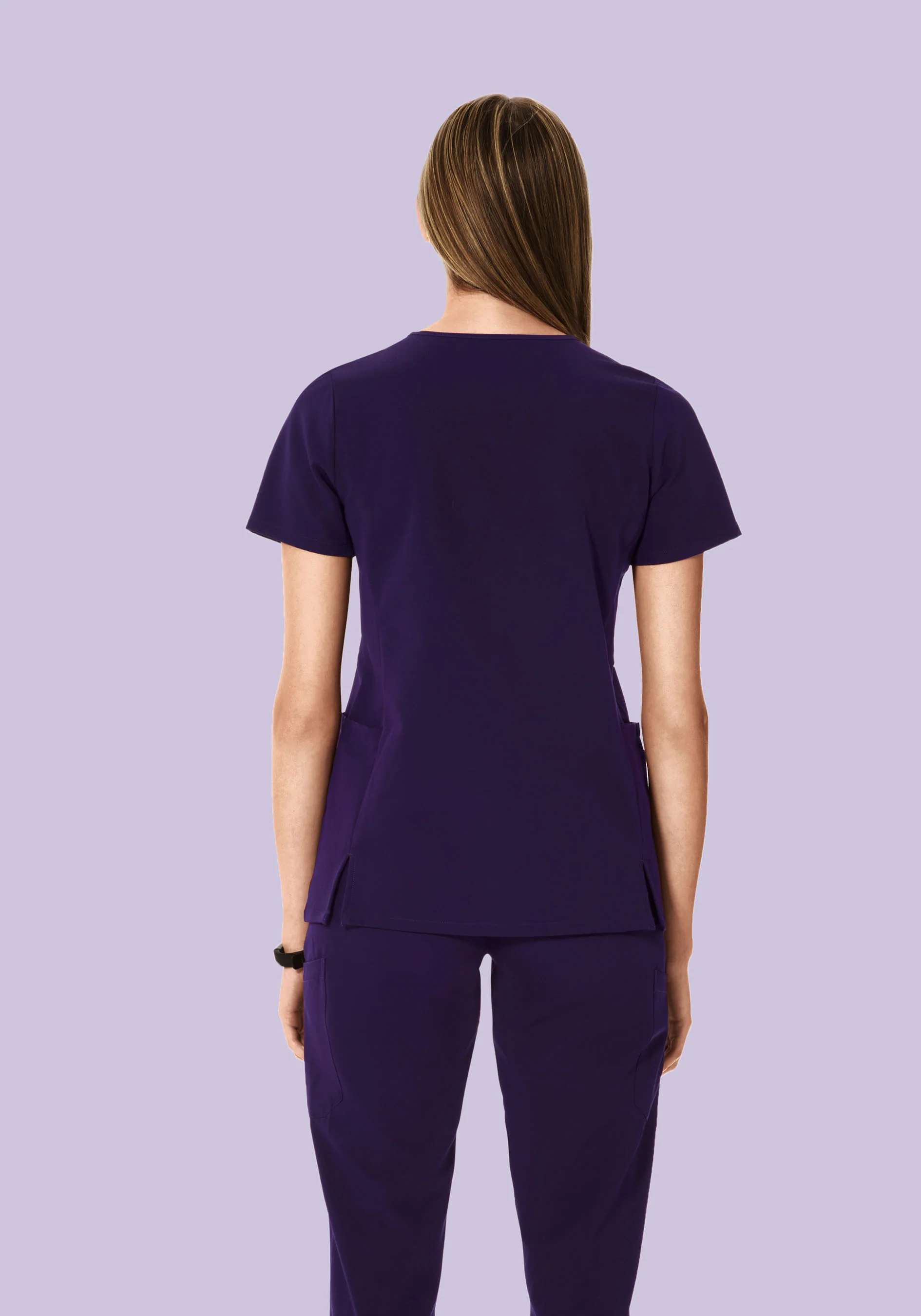 Curved V-Neck Top Eggplant - Image 4
