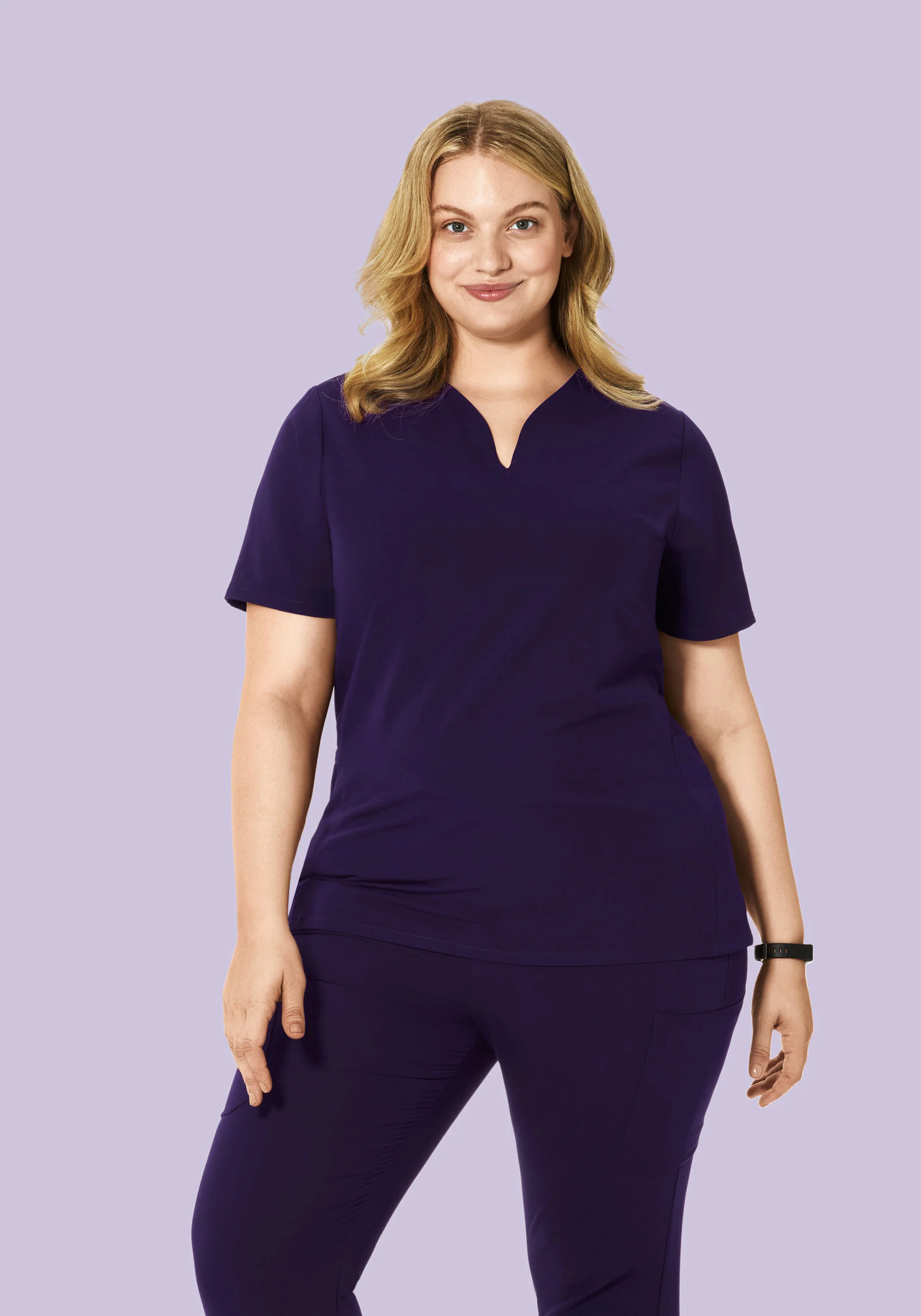 Curved V-Neck Top Eggplant - Image 5