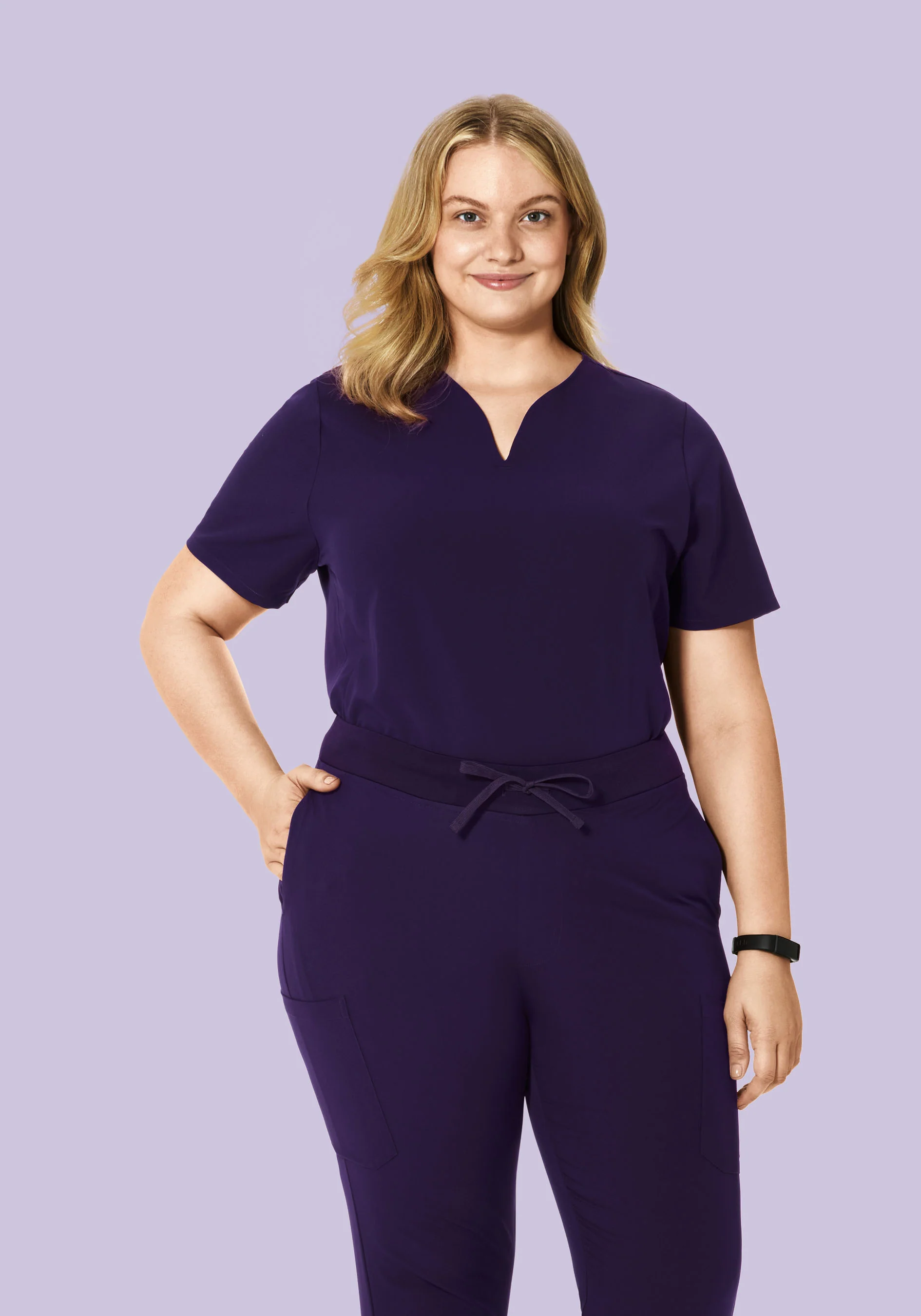 Curved V-Neck Top Eggplant - Image 6