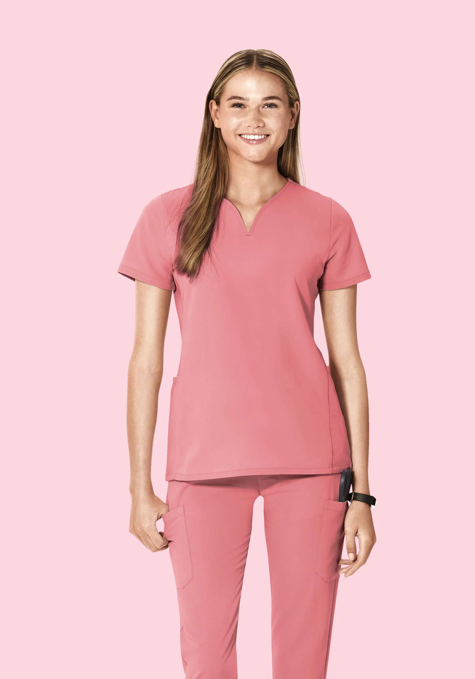 Curved V-Neck Top Peony