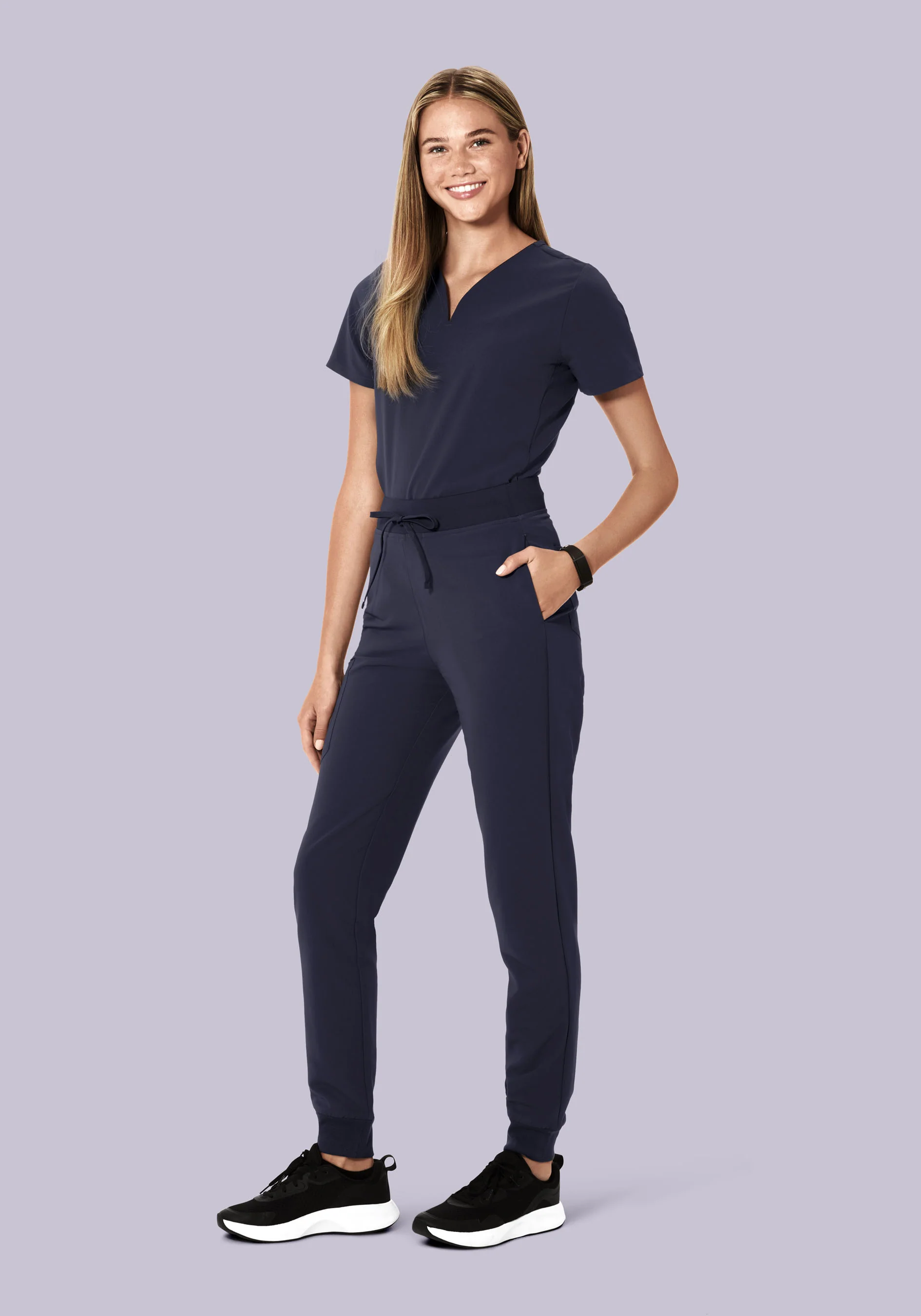 Curved V-Neck Top Steel - Image 3