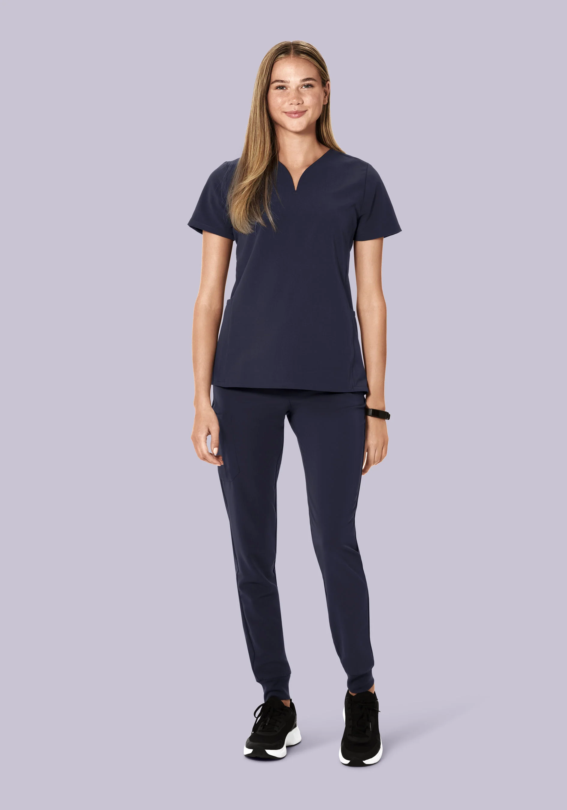 Curved V-Neck Top Steel - Image 4