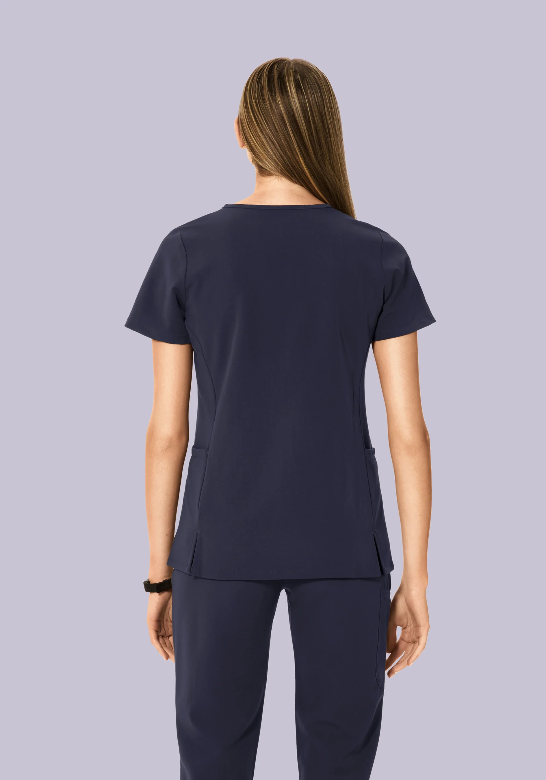 Curved V-Neck Top Steel - Image 5