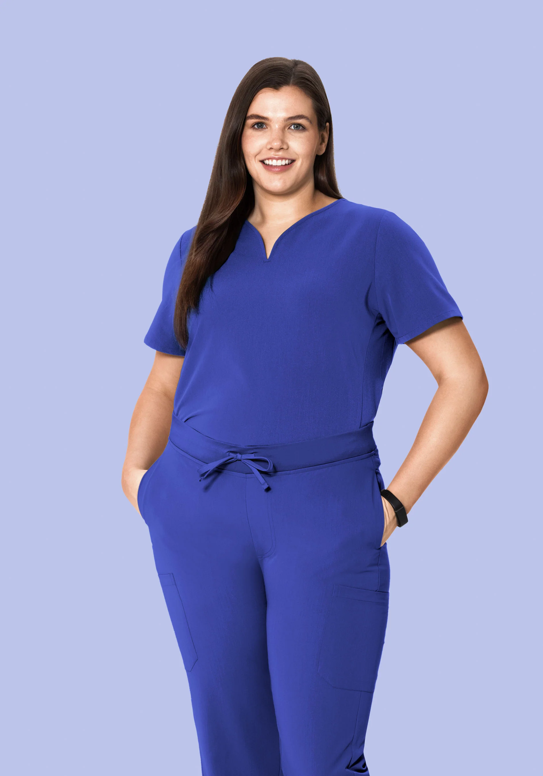 Curved V-Neck Top Very Peri - Image 7